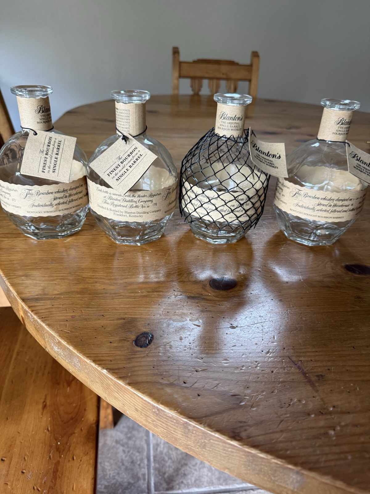 Blanton's Original Single Barrel Bourbon Clear Empty Bottles, no cork