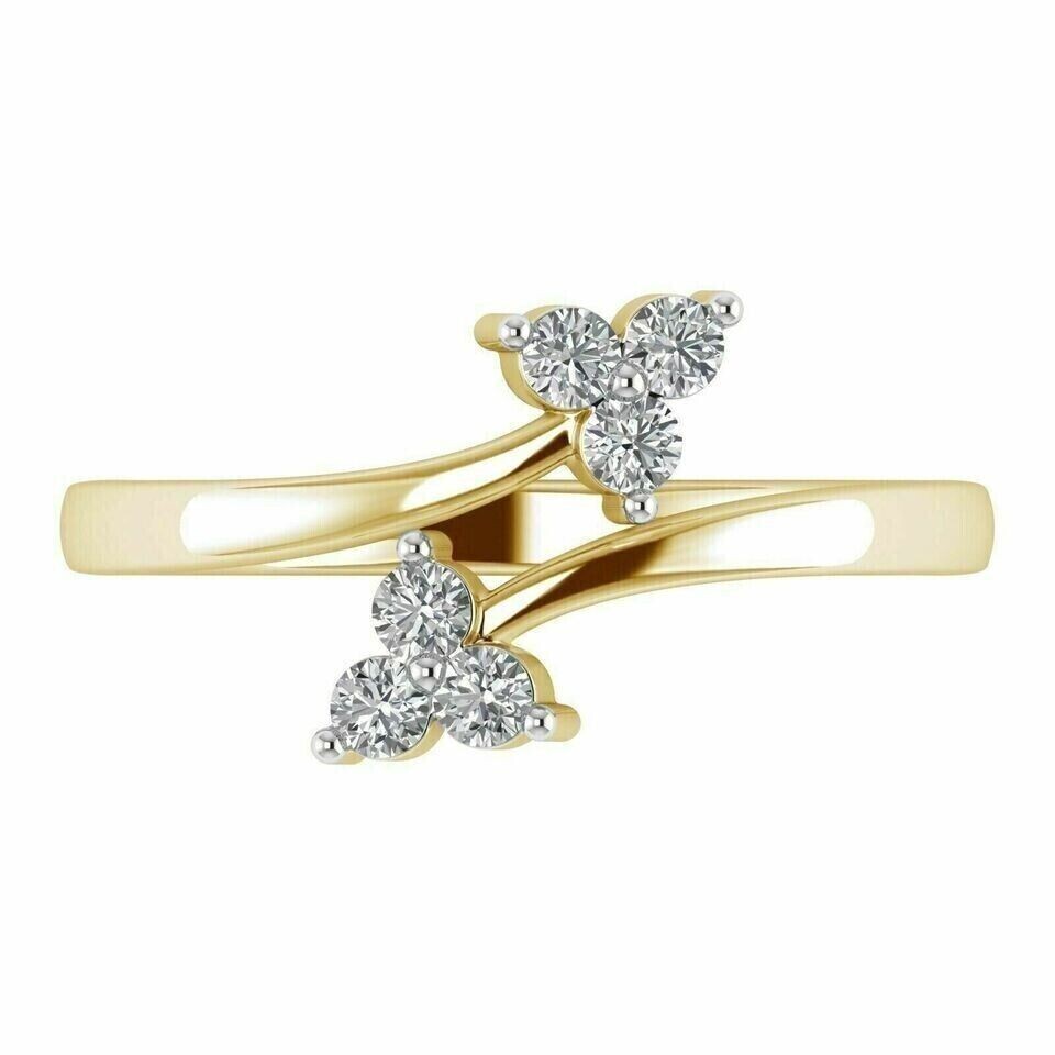0.10Ct Round Cut Natural Moissanite Set Toe Ring 14k Yellow Gold Plated