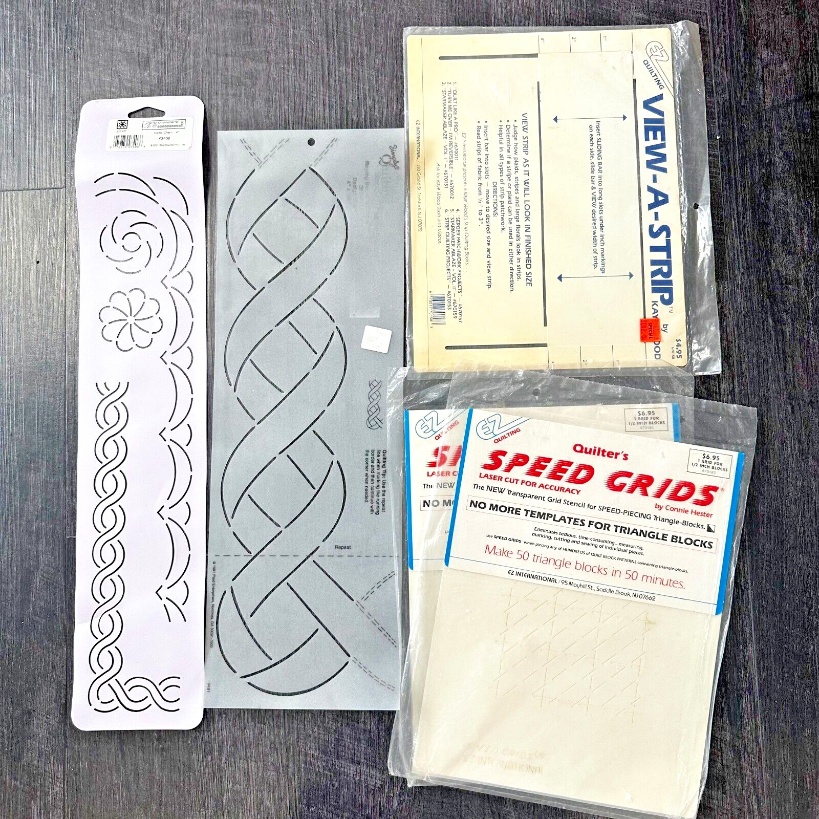 Lot Of Used Quilt - Quilting 2 Stencils 2 Speed Grids 1 View-a-strip Speed Grids