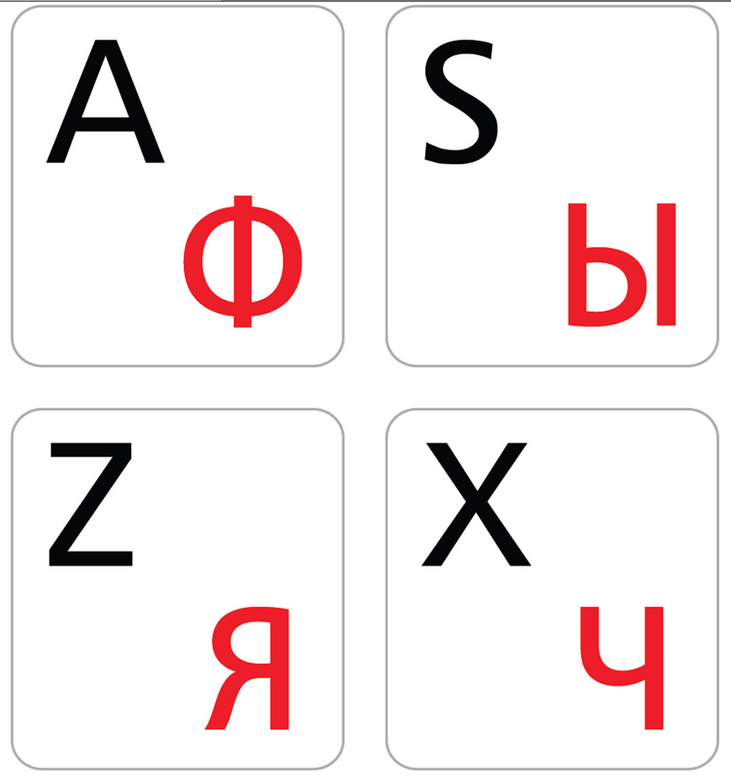 Online-Welcome Russian-English Keyboard Stickers White Background Non Transparen