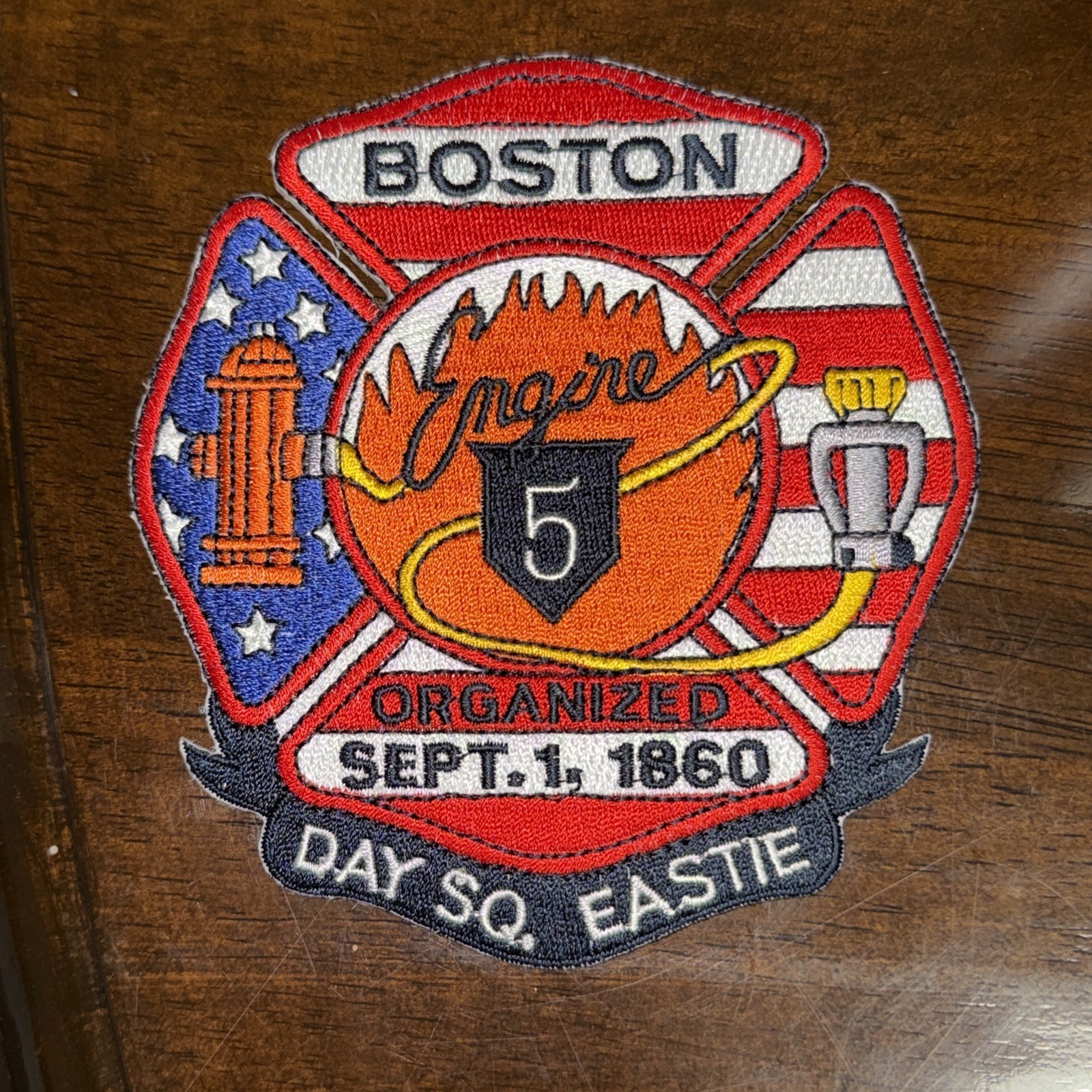 Boston Engine 5 Day Square Eastie Est  1860 - NEW Fire Patch BFD