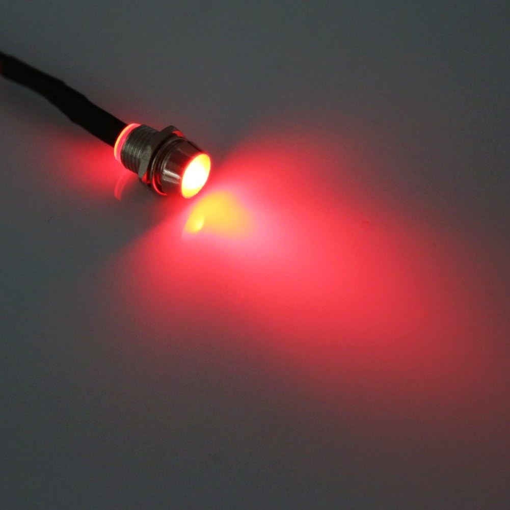 10x Car Boat LED Indicator Lights 12V 1.8W Pilot Dash Panel Warning Lamp RED 8mm