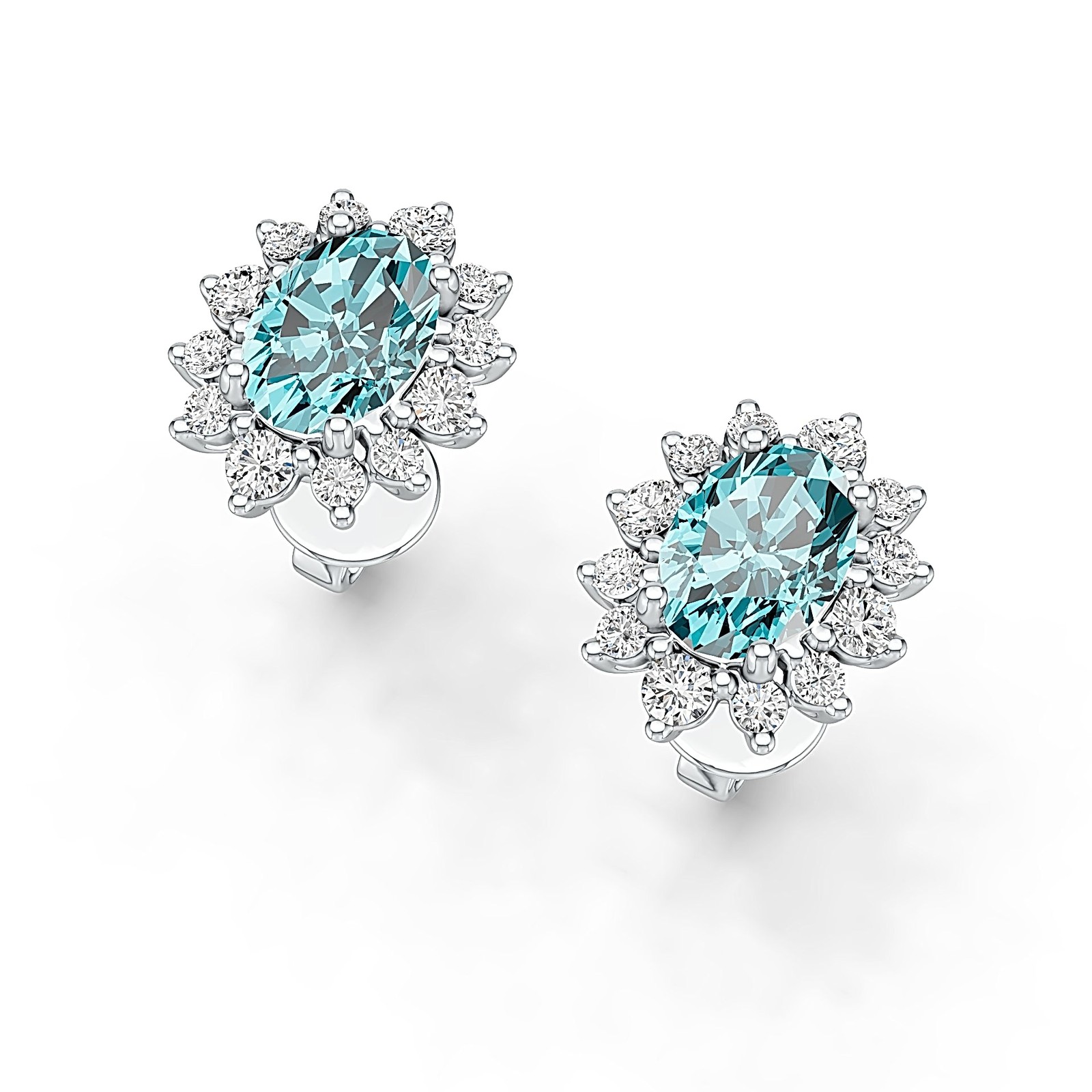 Sterling Silver Semi Mount Earrings Setting Oval OV 7X5mm with White Topaz