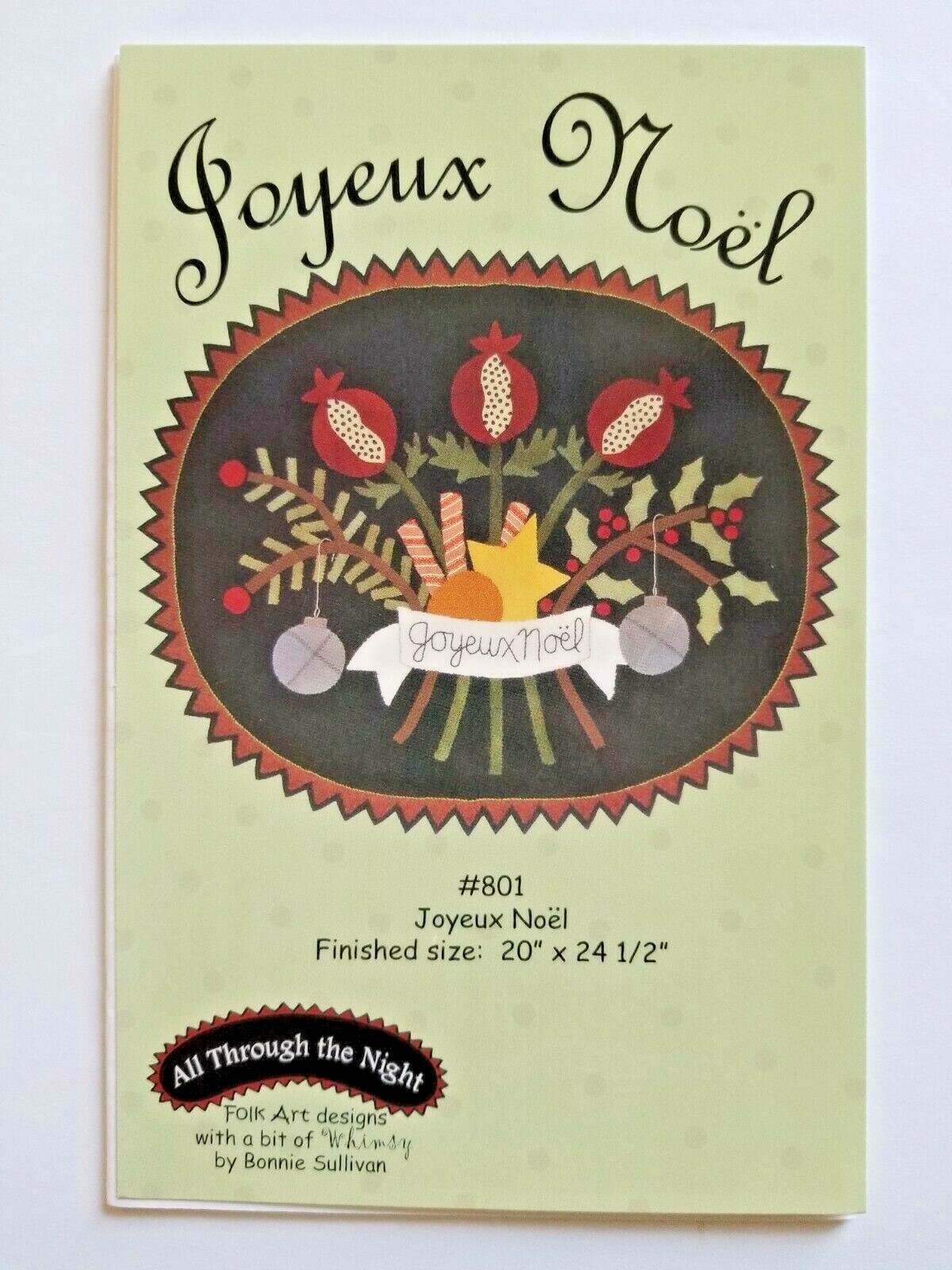 All Through the Night - Wool Applique - Joyeux Noel  #801 Christmas Winter