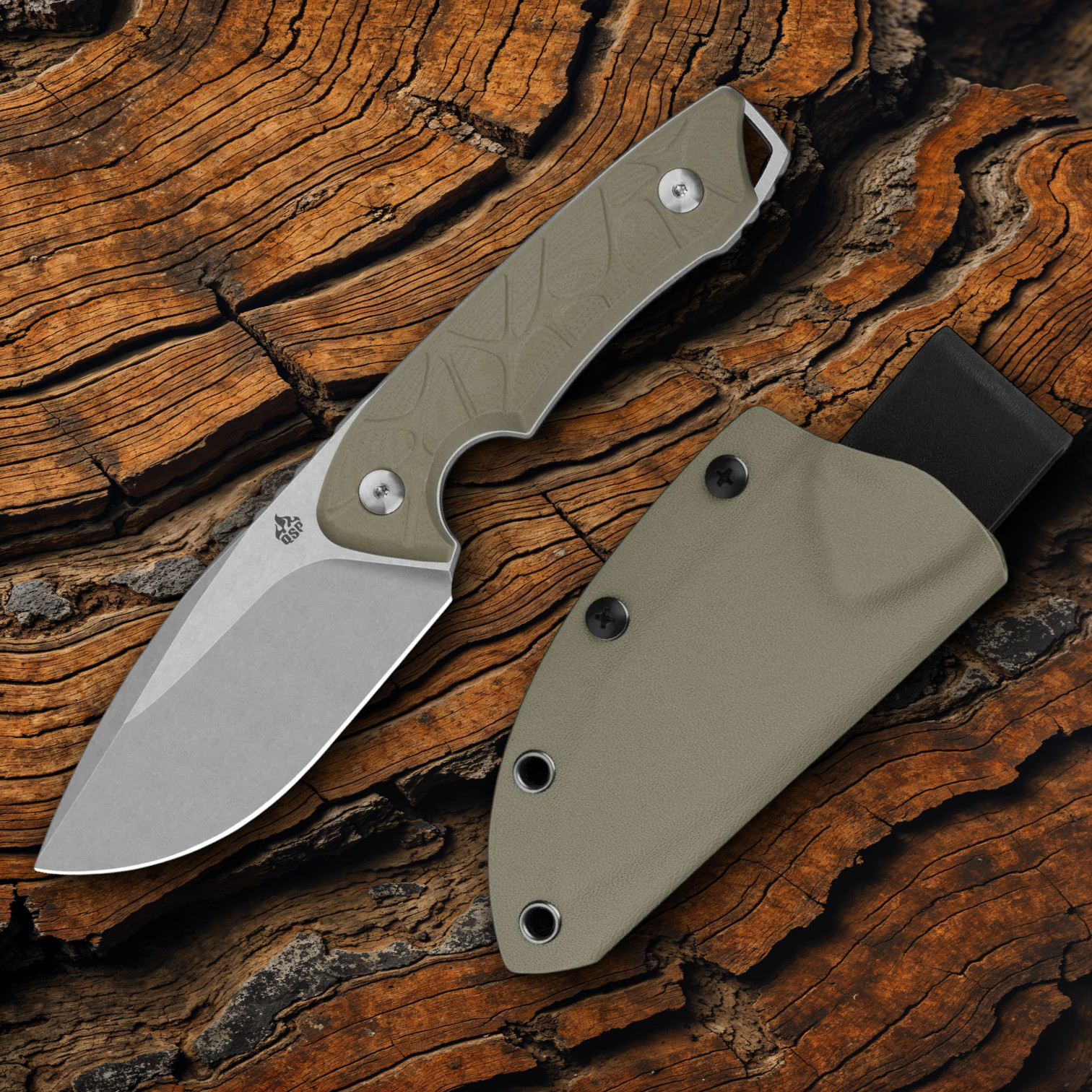 QSP Knife Tiny TOT Fixed Knife 3.5" 10Cr15CoMoV Steel Blade Sand G10 Handle
