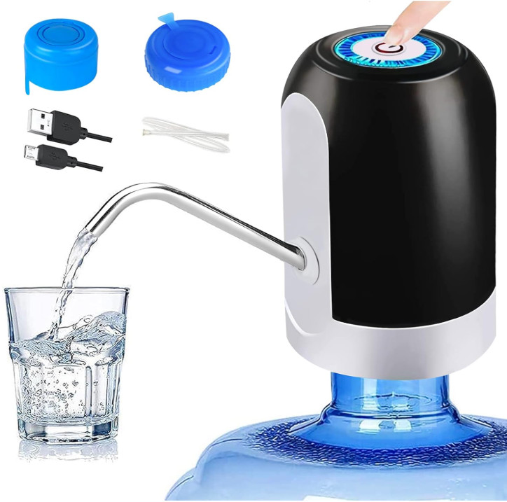 Dispensador Agua 5 Gal USB Bomba con Tapas Reutilizables para Garrafón, Nuevo