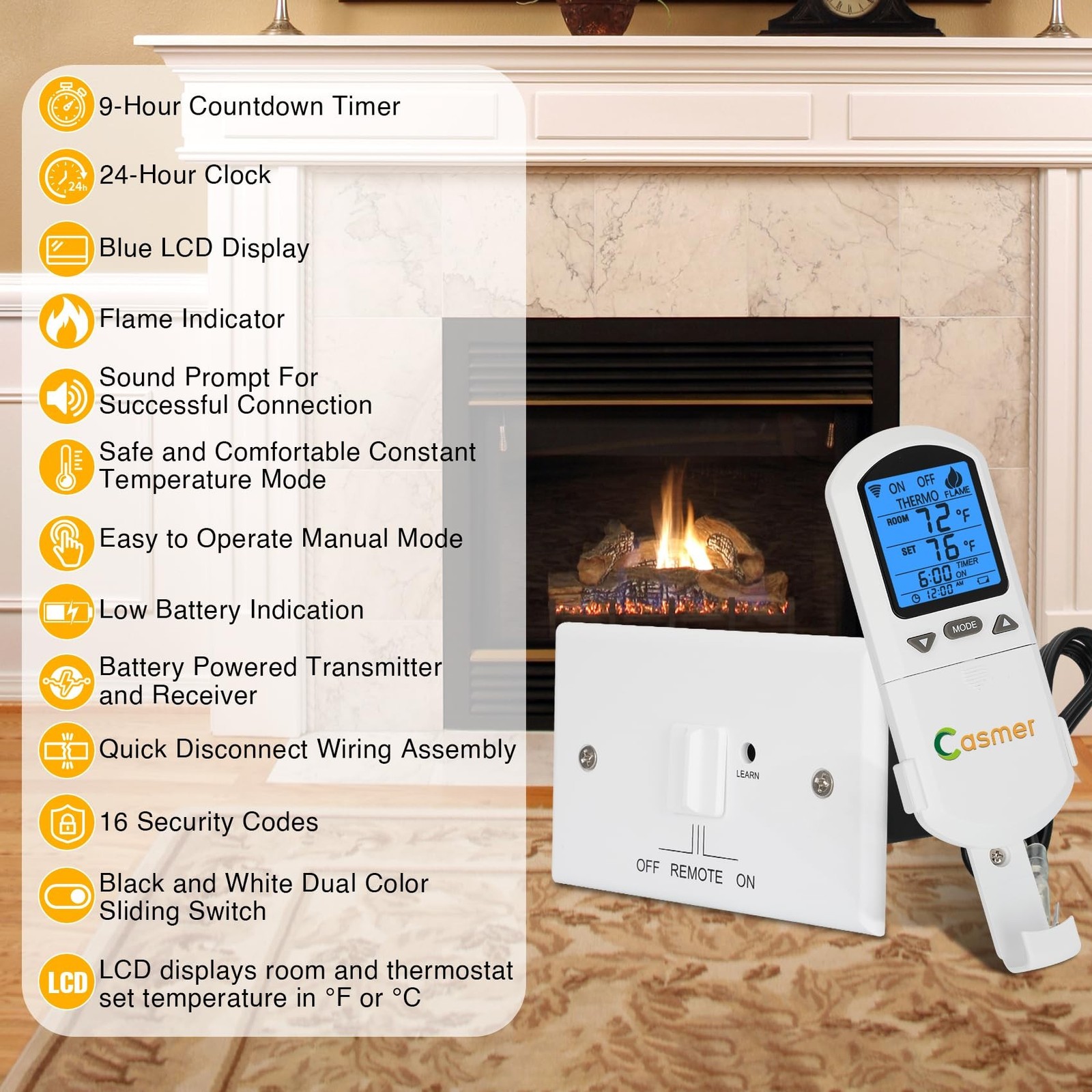 Universal Smart Fireplace Remote Control Kit, Fit skytech 1001-A,1001T/LCD-A,...