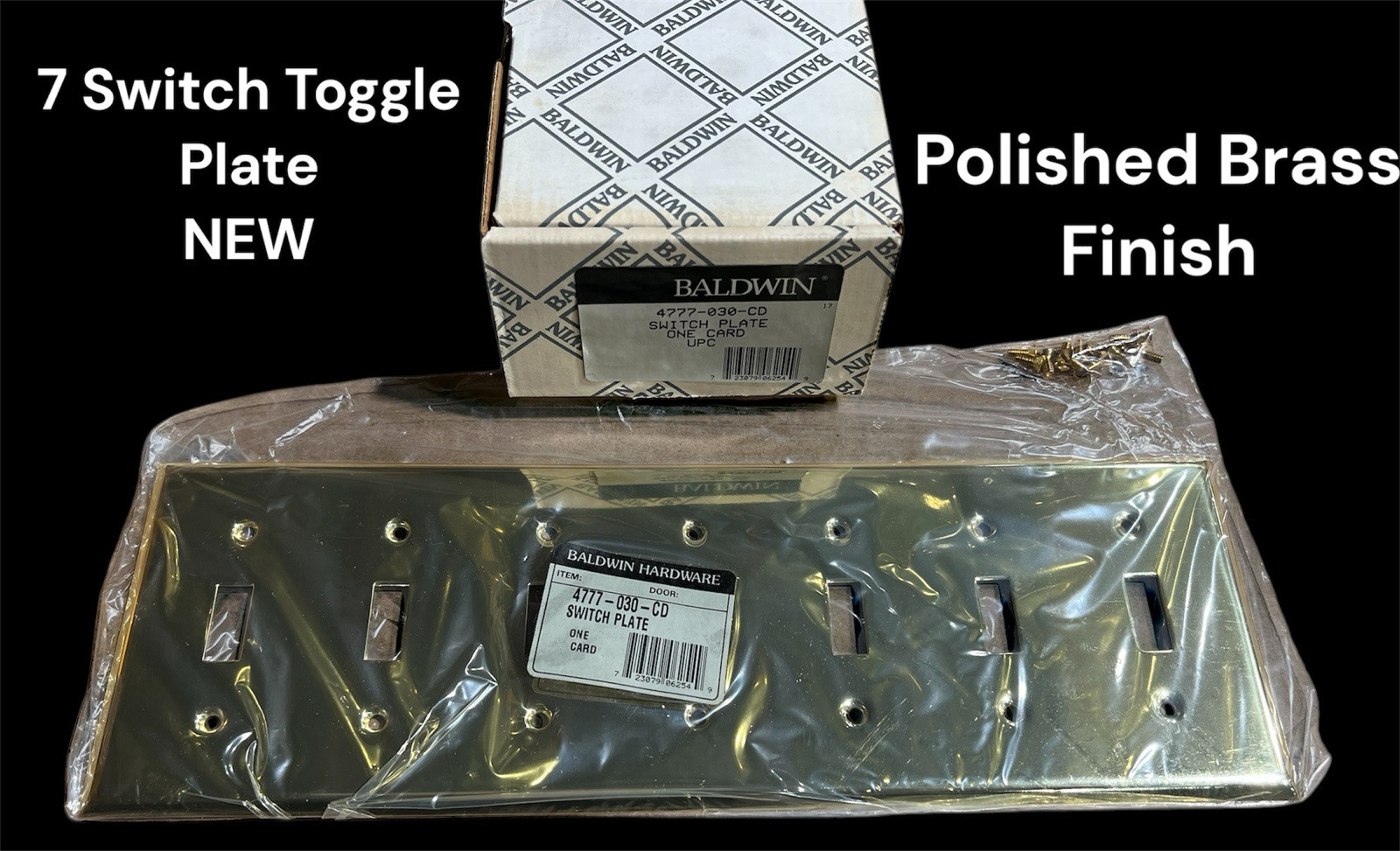 Baldwin 4777-030-CD Polished Brass Finish 7 Gang Toggle Light Switch Commercial