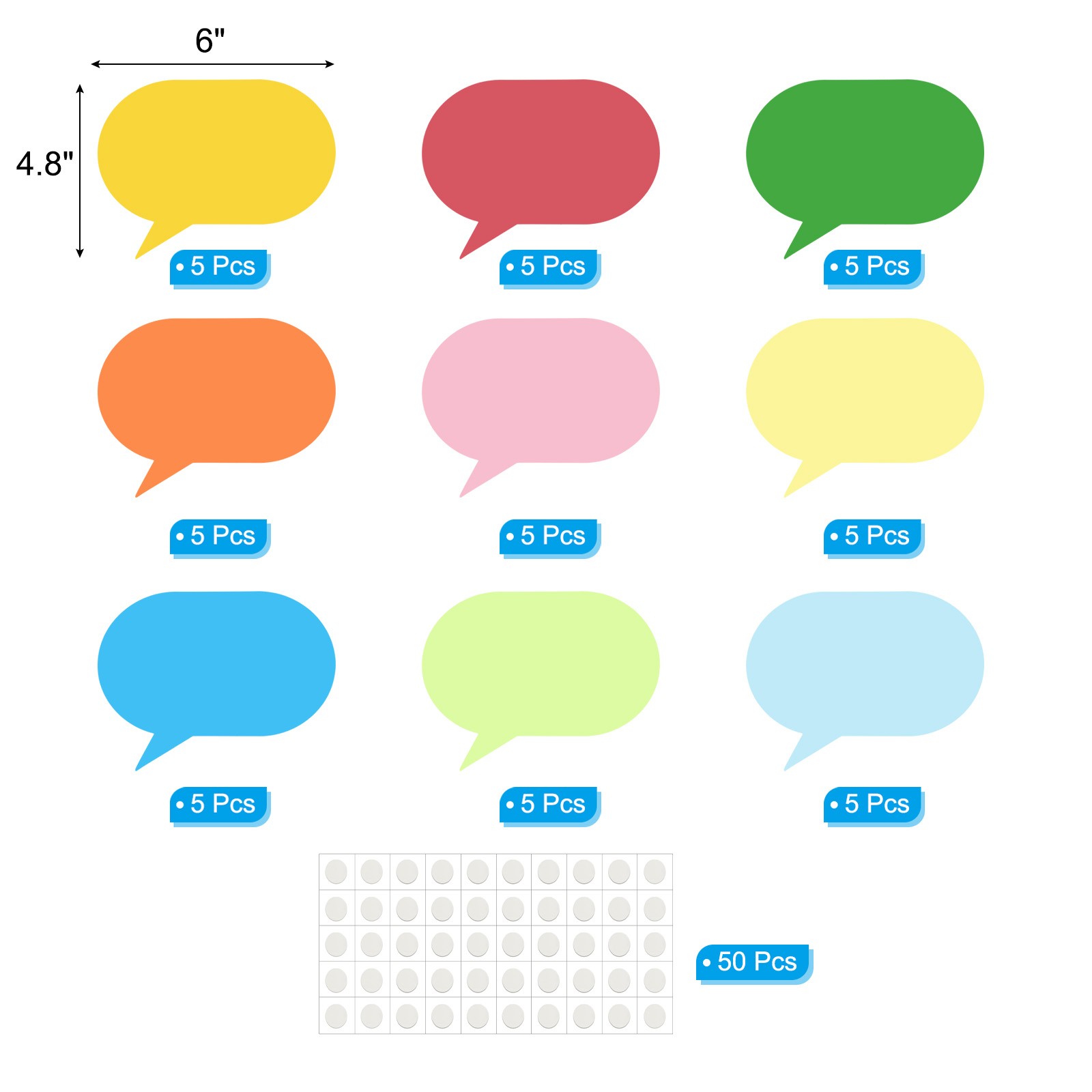 Speech Bubble Cutouts, 45 Pack Paper Bubble, Colorful Bubble Cutout