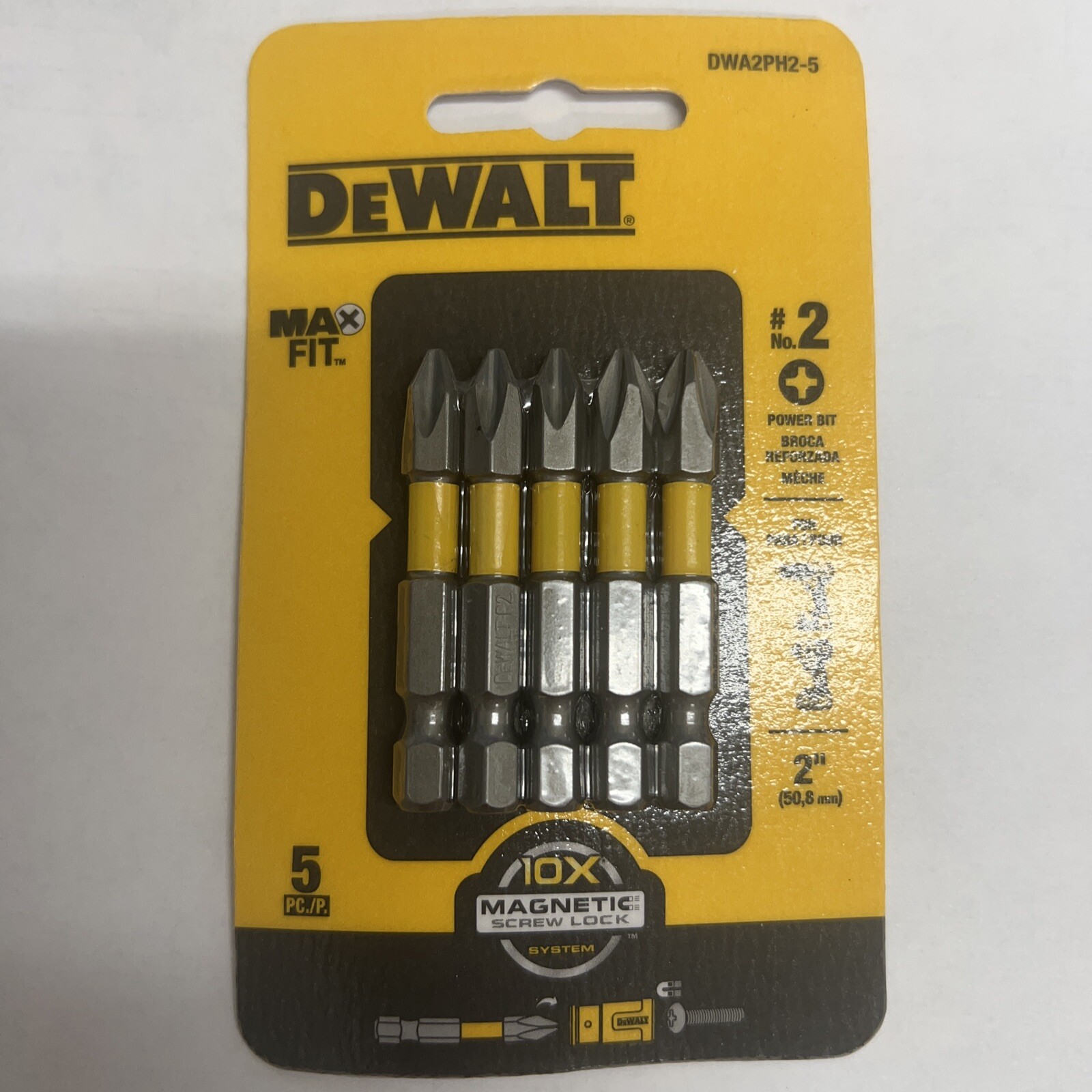 DEWALT DWA2PH2-5  Impact Ready Phillips #2 S X 2 in. L Power Bit Steel 5 pc