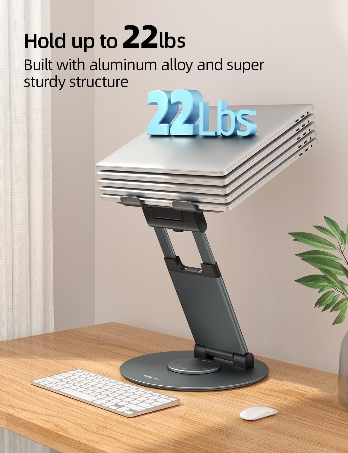 Telescopic 360 Rotating Laptop Stand for Desk Adjustable Height Swivel Pull O...