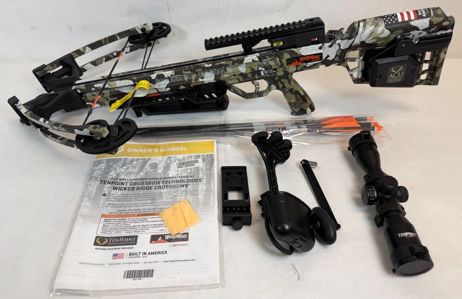 Used- Wicked Ridge Invader M1 Crossbow with ACUdraw (non-decock) Device Peak XT