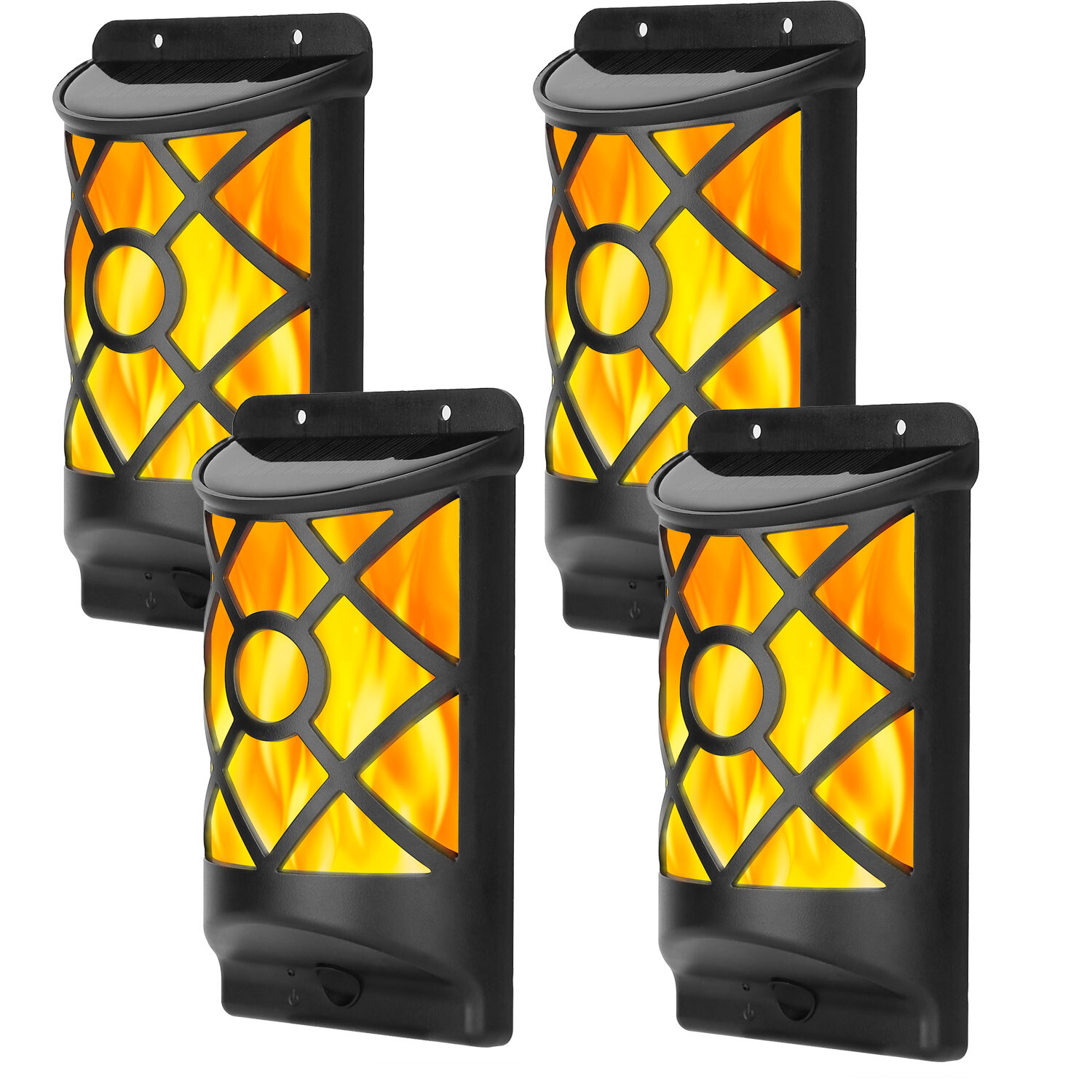 1-8Packs Solar Flame Lights Outdoor Flickering Flames Wall Night Lamp Waterproof