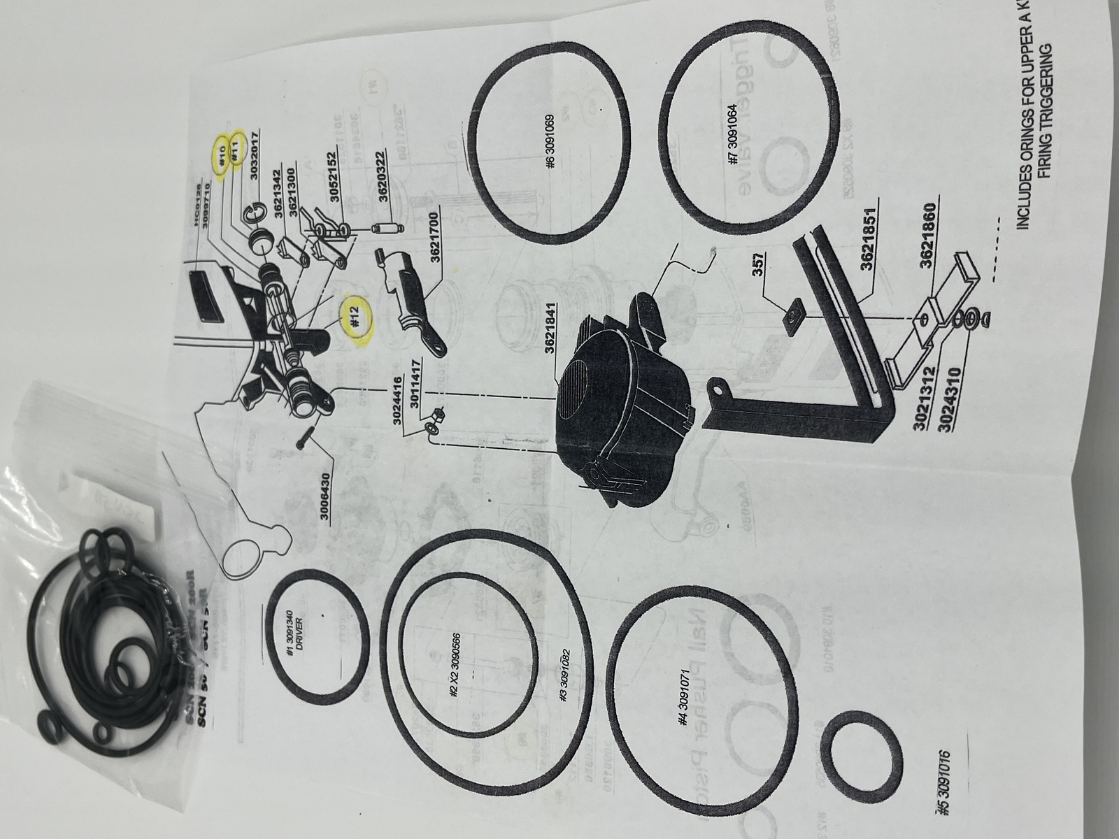 O-Ring kit compatible for Senco SCN50, SCN50R, SCN200, SCN200R Coil Nailers