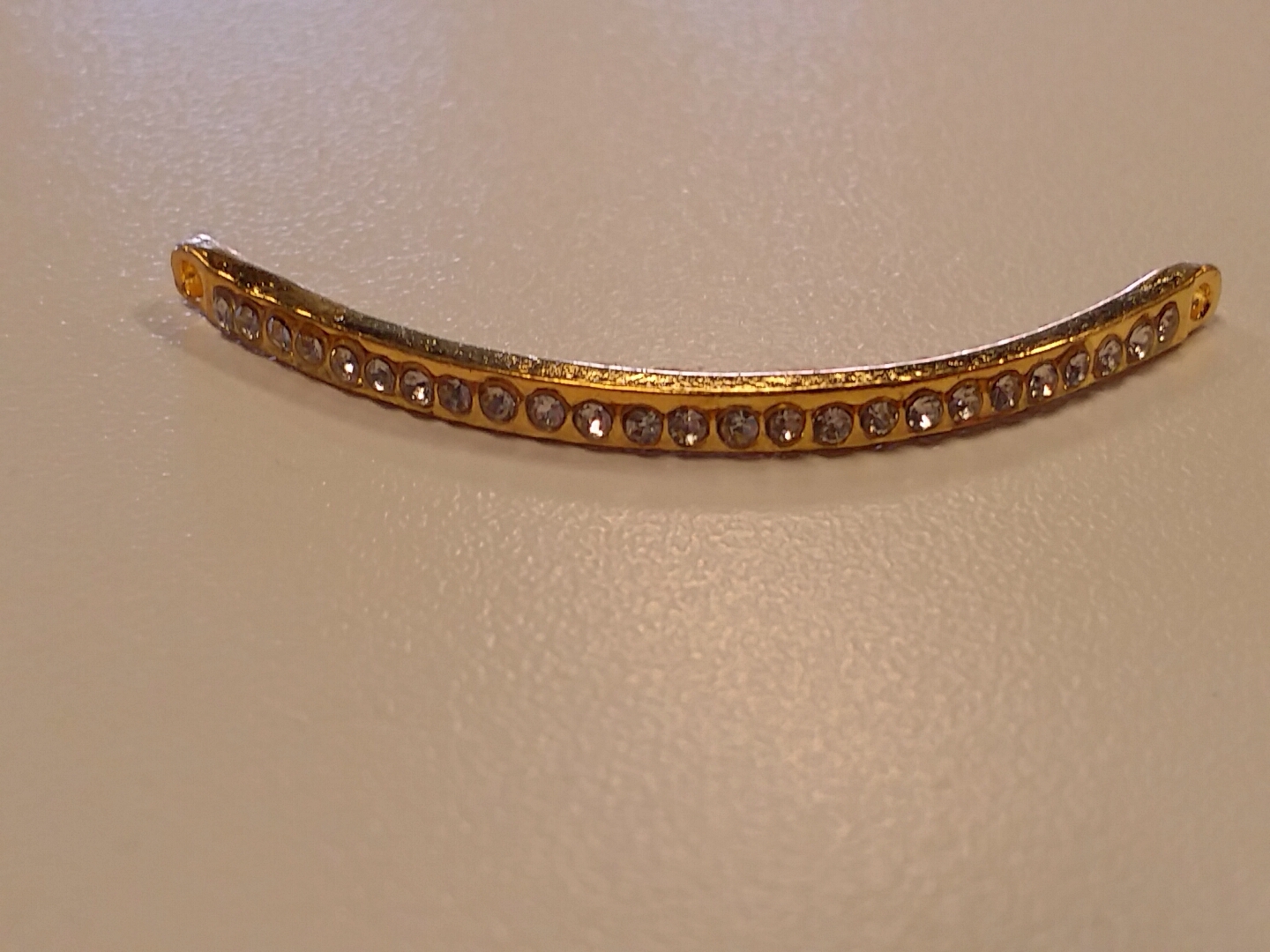 Alloy Rhinestone Curved Link, Golden Metal Color, Crystal, 47x3x3.5mm, Hole 2mm