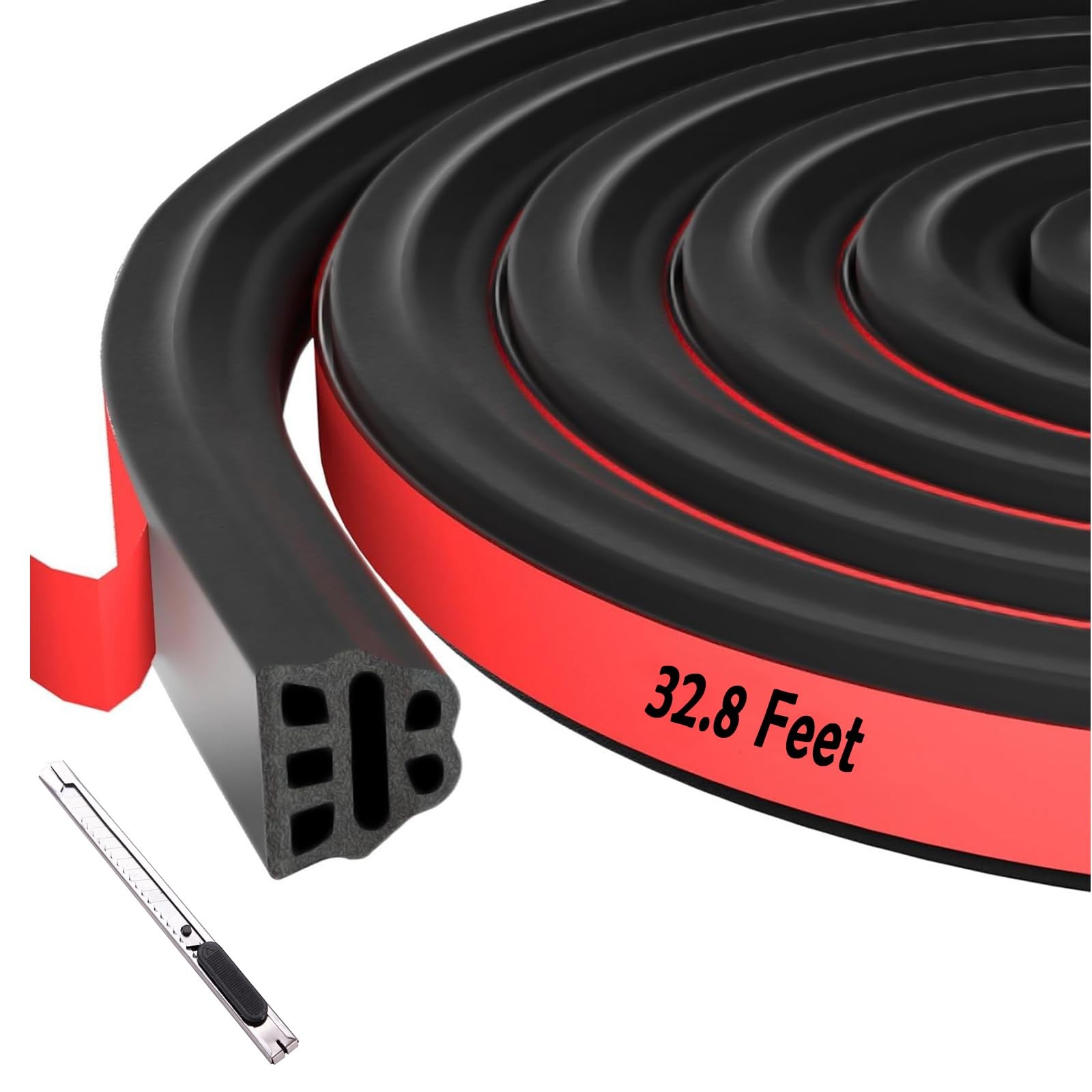 Universal Car Door Weather Stripping Seal Strip  Soundproof Adhesive 32.8FT