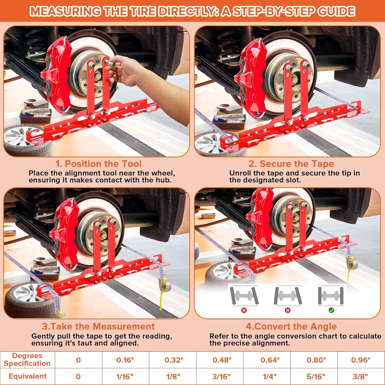 2 PCS Wheel Toe Alignment Tool Plate Automotive Wheel Alignment Tool - Red NEW