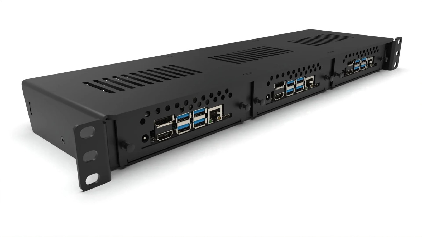 1U rack mount Pro Enclosed 3x Jetson - FRONT REMOVABLE