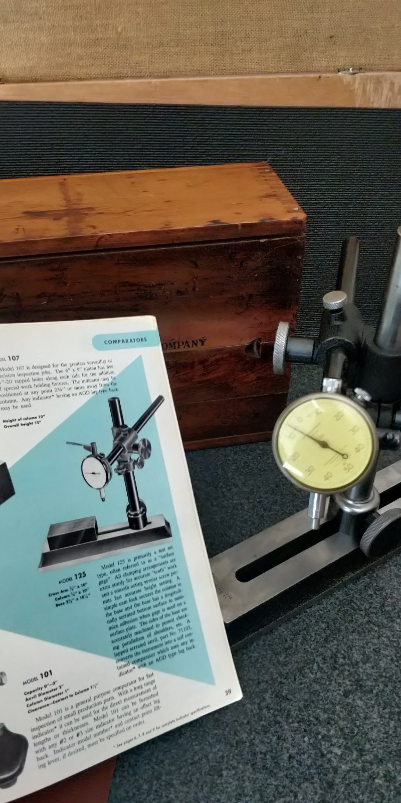 RARE Standard Gage Co Model 125 universal surface gage complete in box