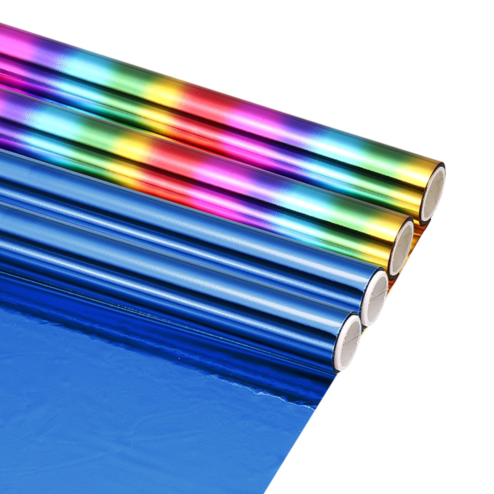 2Pcs Blue/Multicolor Hot Stamping Heat-Activated Foil Roll, 6" W x 3ft l