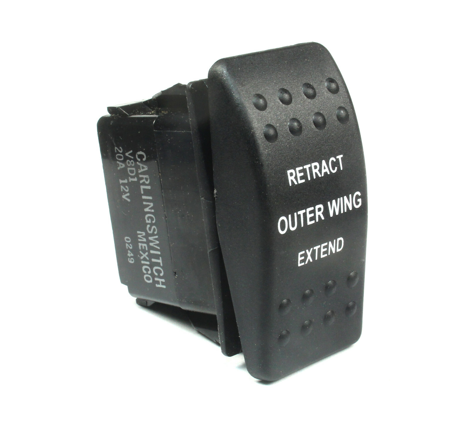 Carling MOMENTARY Rocker Switch SPDT 20A 12VDC (ON) OFF (ON)  Outer Ring Extend