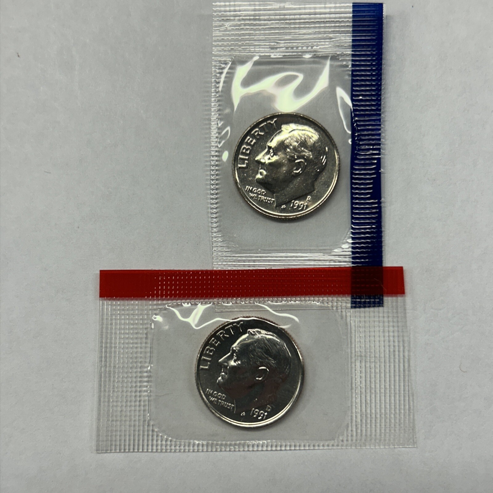 1991 P&D Roosevelt Dimes from Mint Set in Mint Cello with Free Shipping
