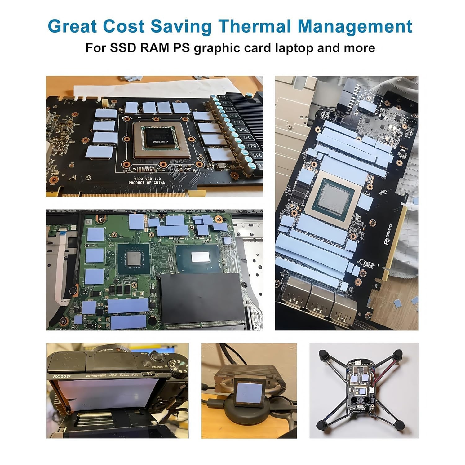 High-Performance Thermal Silicone Pads, 6-Pack for Efficient Electronics Cooling