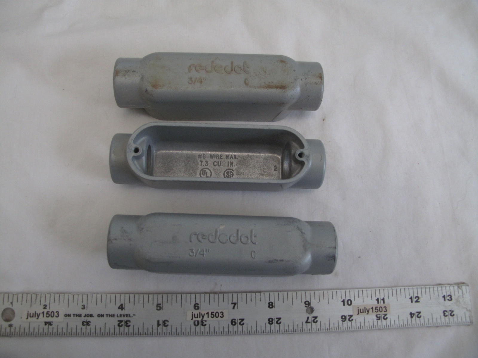 (3) Red Dot 3/4" C Style Aluminum Conduit Body
