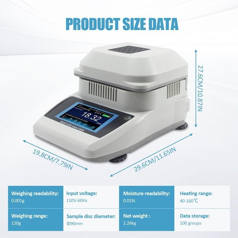Lab Moisture Analyzer Rapid Moisture Tester Halogen Heating Moisture Meter 110V-