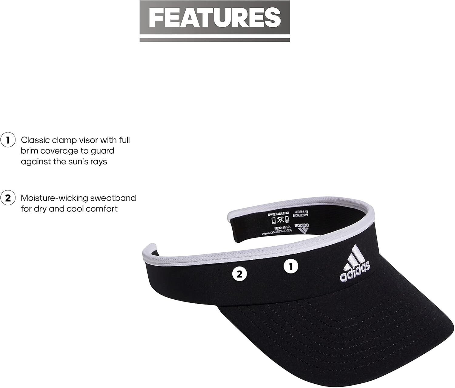 Adidas Women's Fit Aeroready Match Visor w/ Flexible Open Back - Black/White (8)