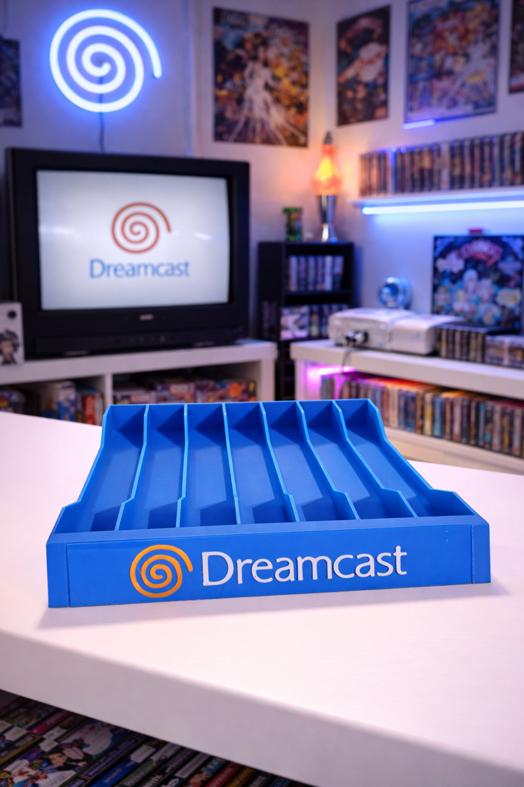New Blue Dreamcast Game Disc Stand Retro Sega Storage Organizer Rack HKT-3010