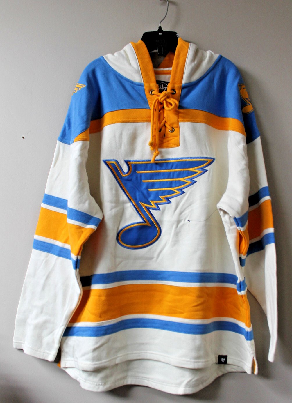 New NHL St. Louis Blues old time style jersey mid weight cotton hoodie men's L