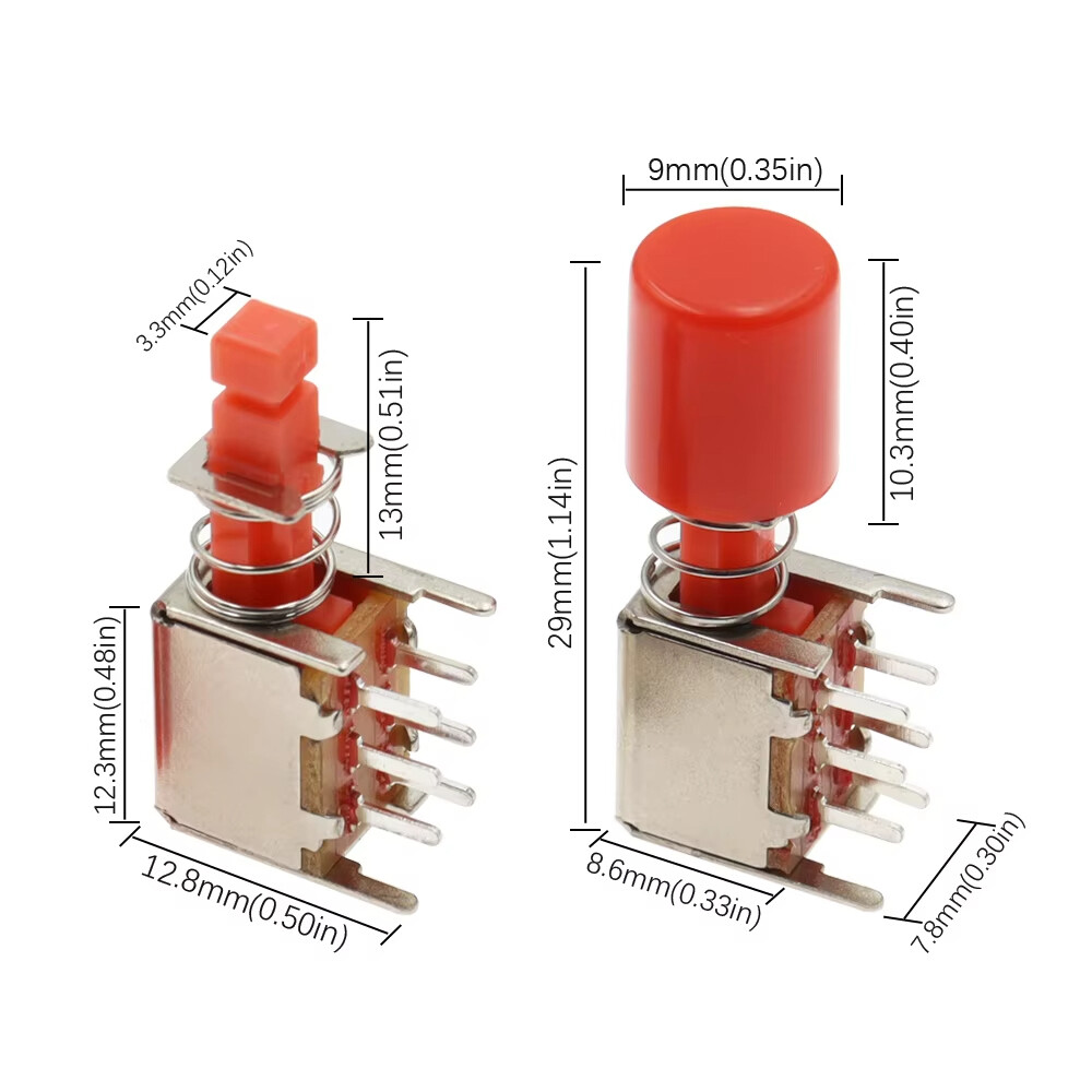 A03 Latching PCB Push Button Switch DPDT Straight Key Switch 6 Pin PS-22F02