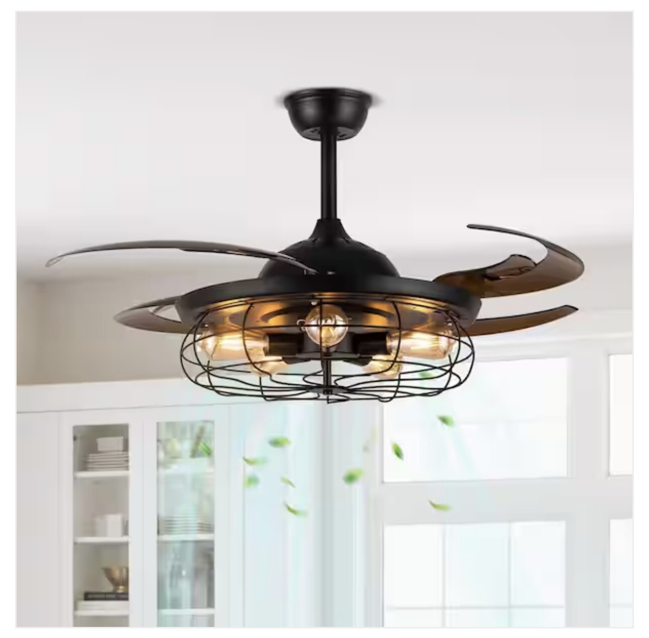 ANTOINE 48" Indoor Black Ceiling Fan with Lights and Remote READ DESCRIPTION