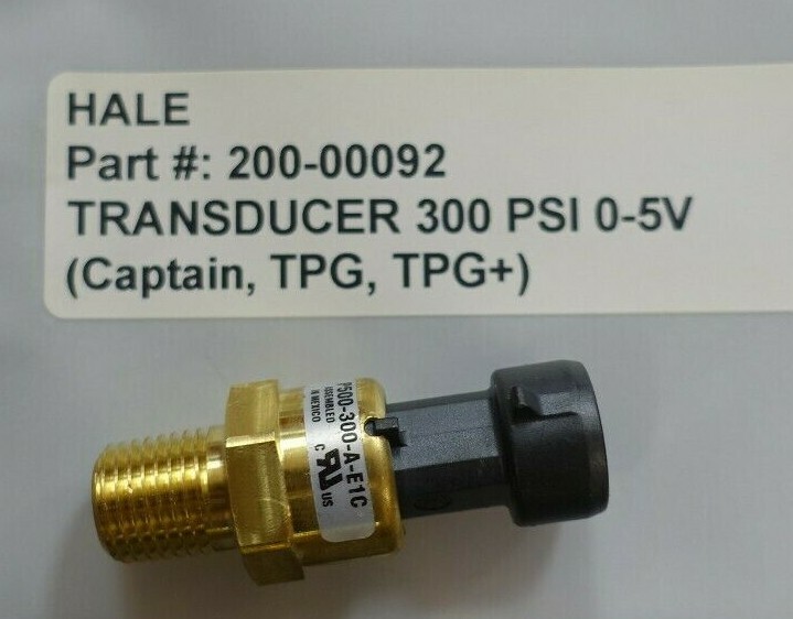 Hale 200-00092 Pressure Transducer 300 psi Pressure Governor Class 1 Captain TPG