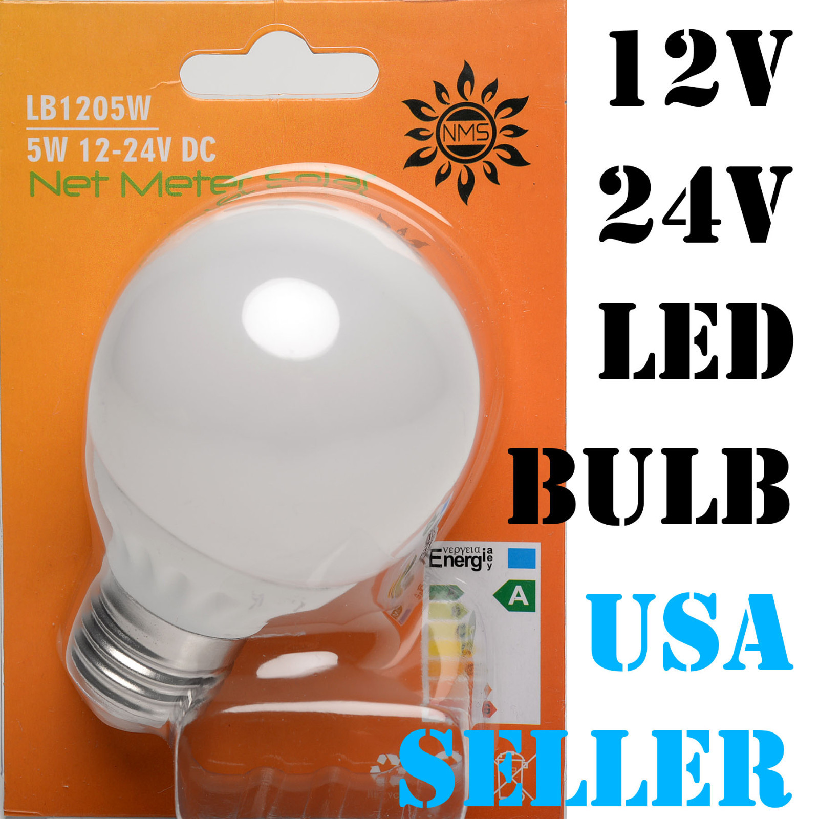 12V 24V DC 5W E27 Base Cool Pure White Day Light LED Light Bulb RV Boat Solar