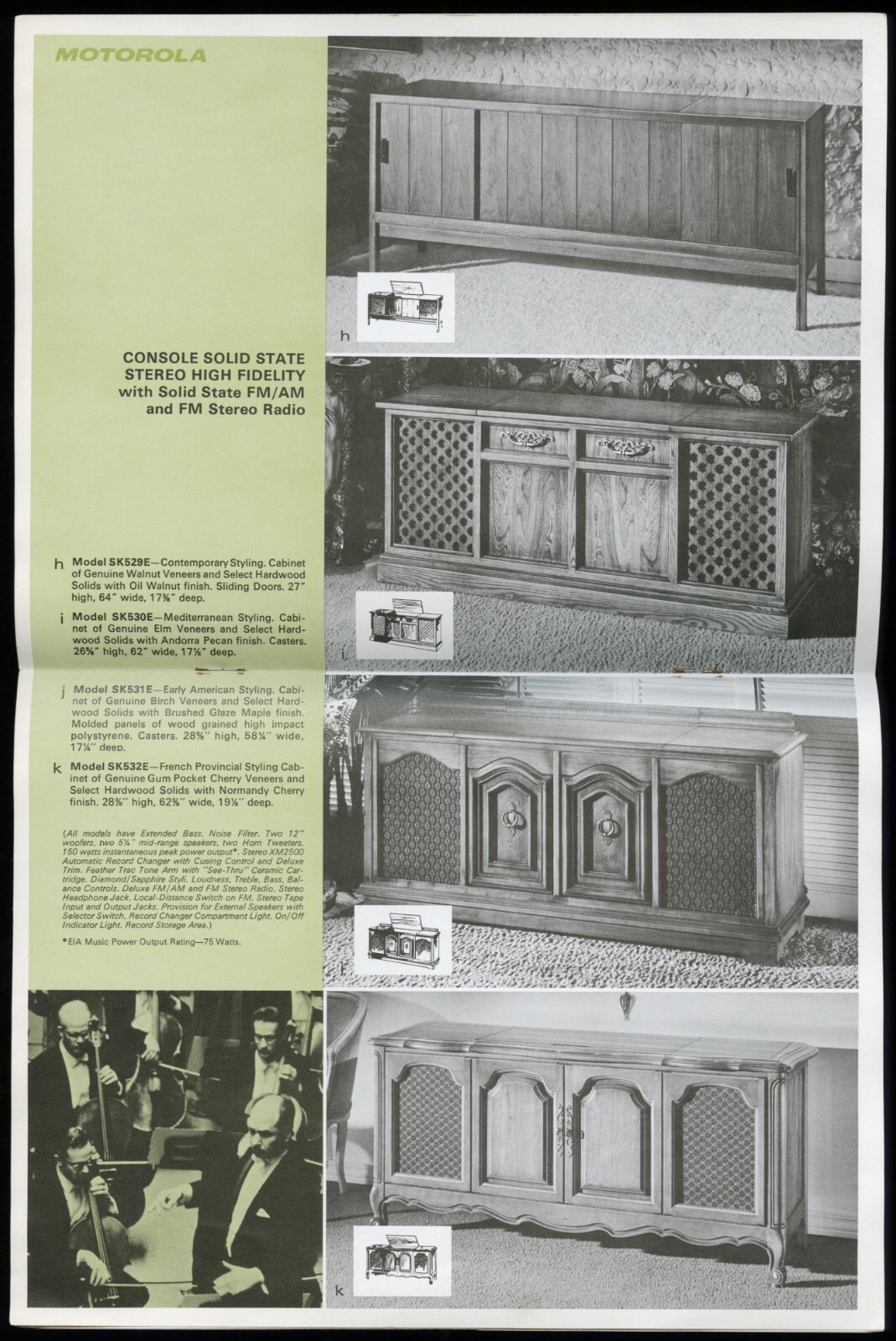 1960s MOTOROLA SOLID STATE CONSOLE STEREO HIGH FIDELITY INSTRUMENTS CATALOG