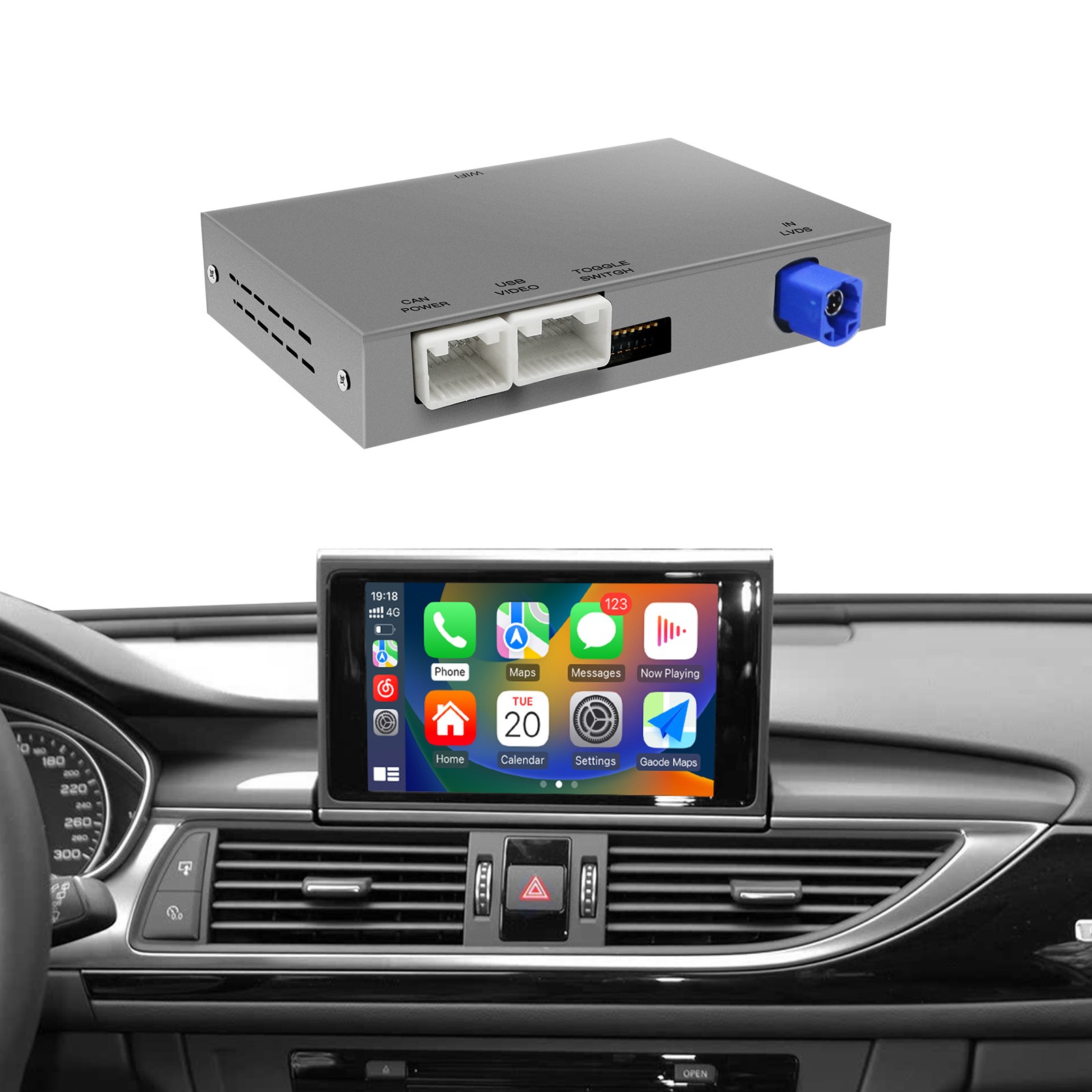 Wireless Apple Carplay Android Auto Retrofit Kit For Audi A6 A7 HN+ 2012-2016