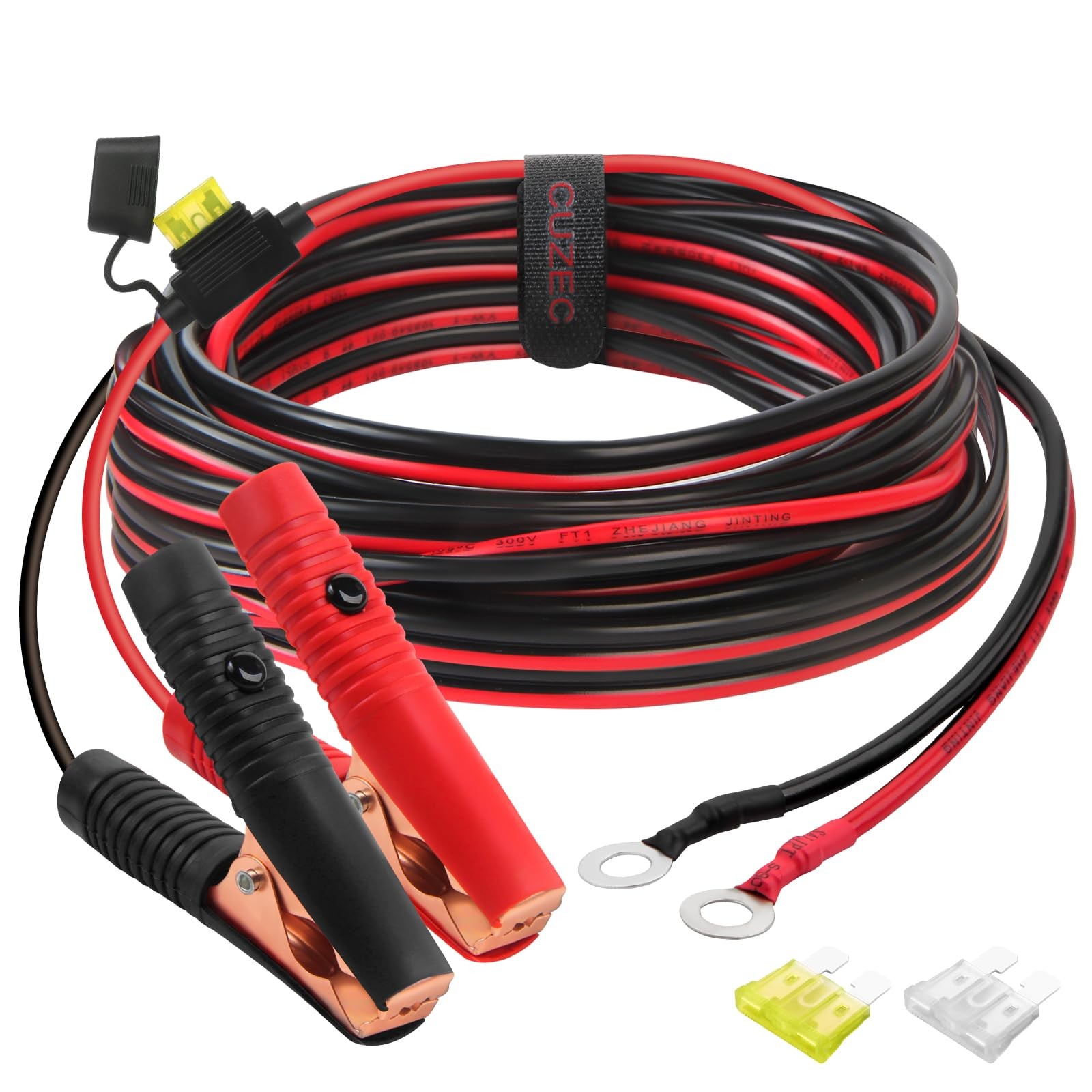 CUZEC 12FT/3.66m 14 AWG Extension Cord Eyelet Terminal with Battery Black