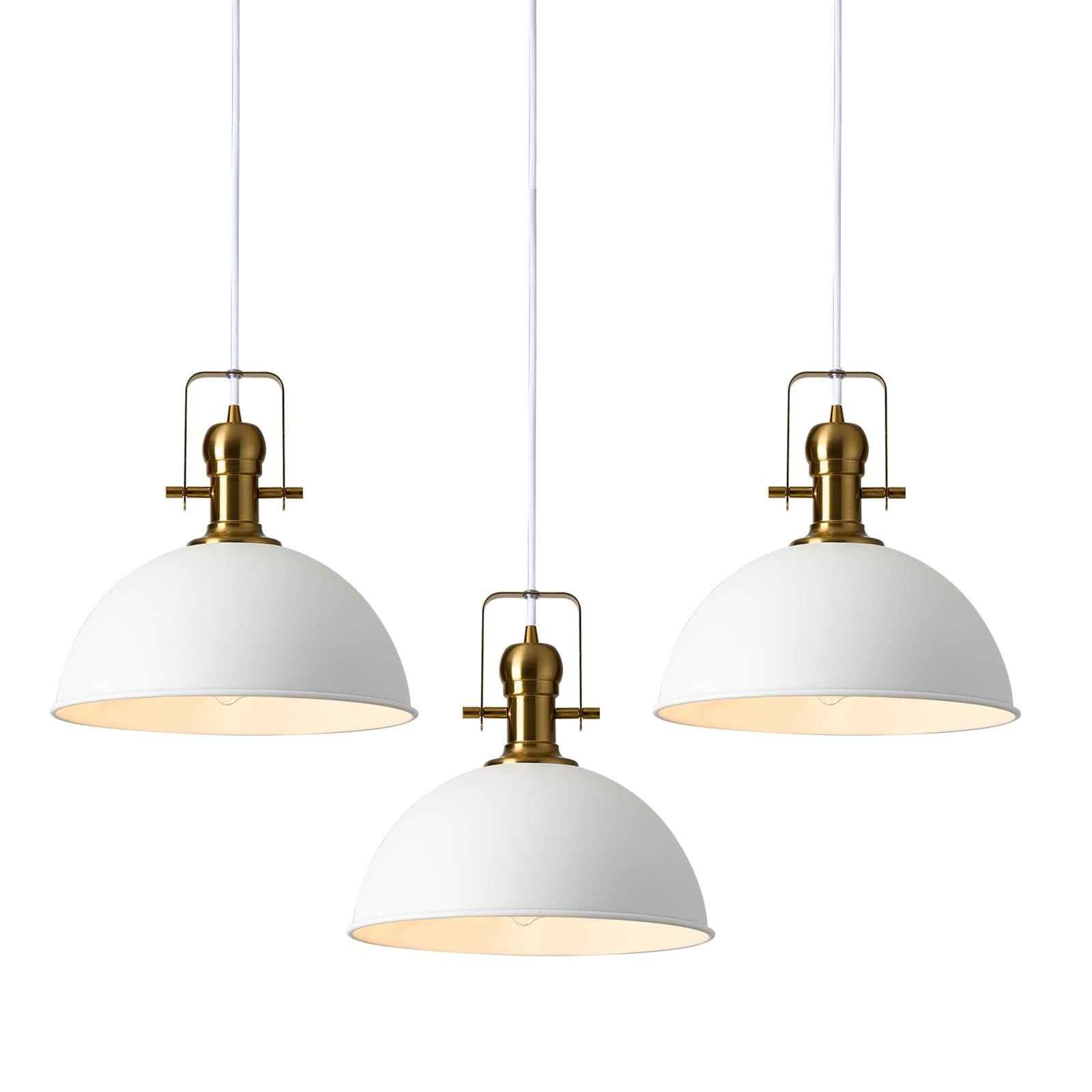 12 Inch Sandy White Farmhouse Pendant Lights for Kitchen Island Industrial Ad...