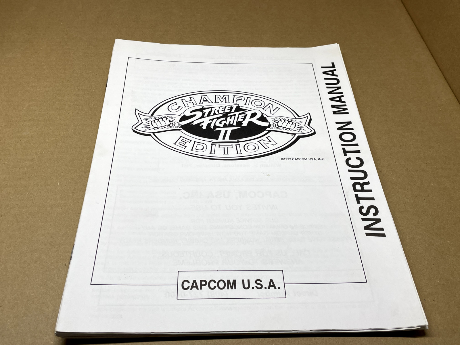 Street Fighter II Champion Edition Instruction Manual Video Game Arcade