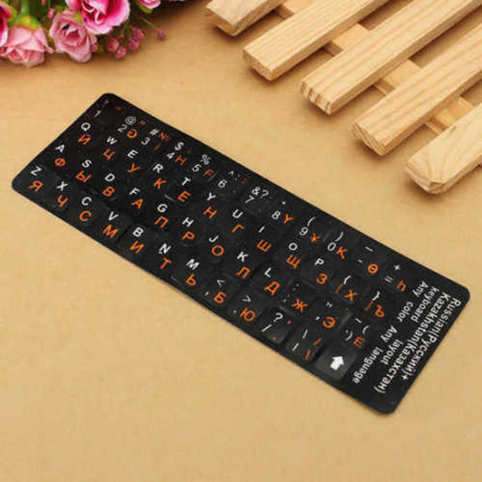 2 * Russian Standard Keyboard Layout Replace Sticker Orange Letters on BlackD