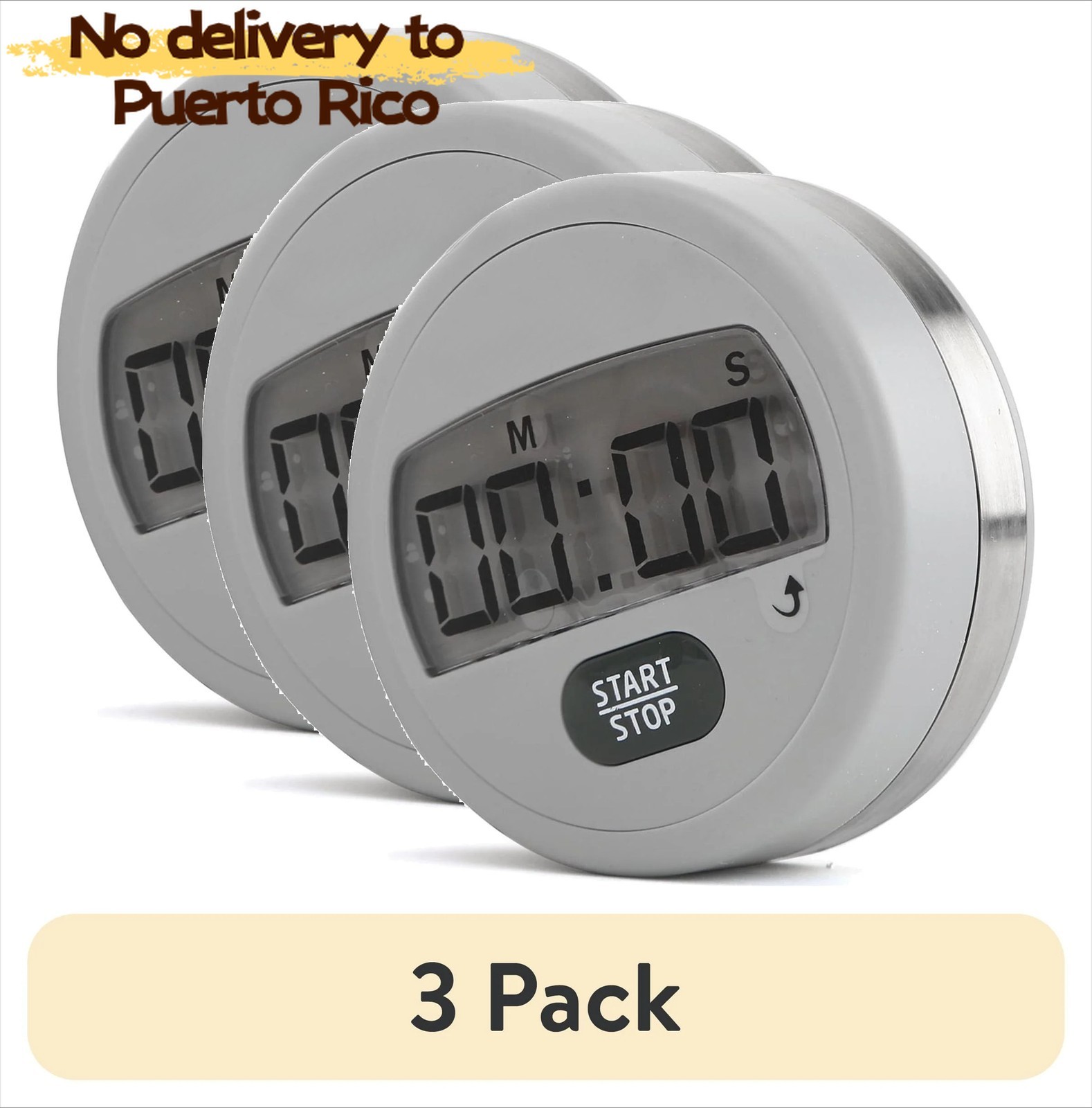 3-Pack Digital Kitchen Timer, Magnetic Countdown/Up with Large LCD Display