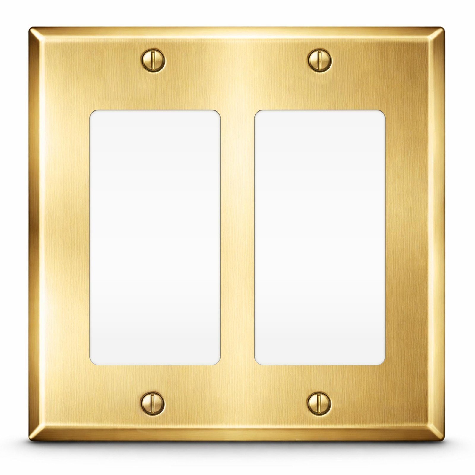2-Gang Brass Outlet Cover, Satin Brass Toggle Switch Covers, Standard Size...