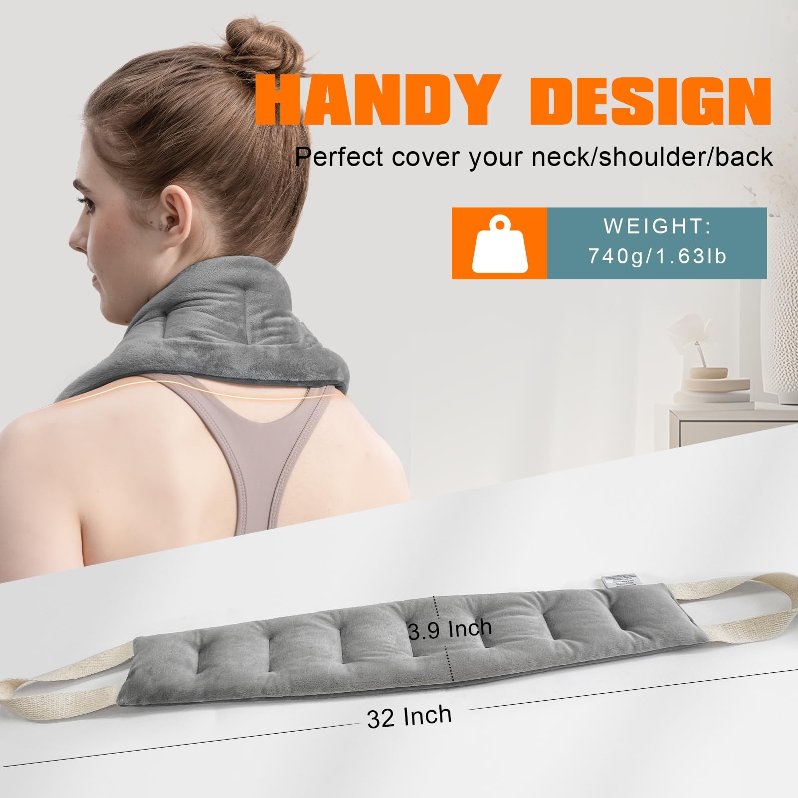 Microwavable Neck Heating Pad Weighted Heat Wrap Lavender