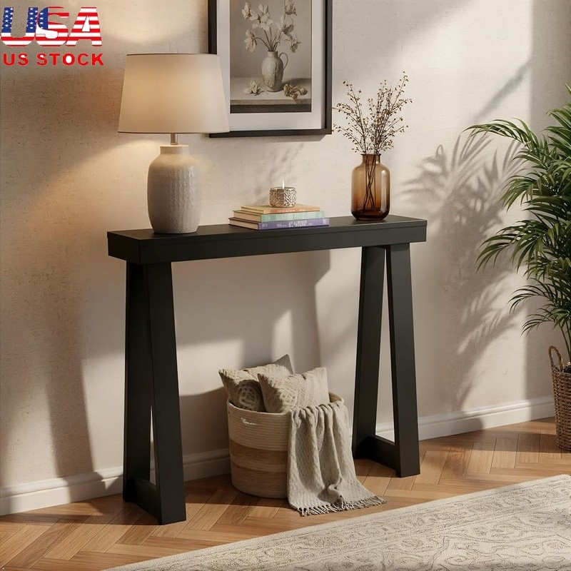 Solid Pine Console Table Entryway Accent Furniture Easy Assembly Durable Design
