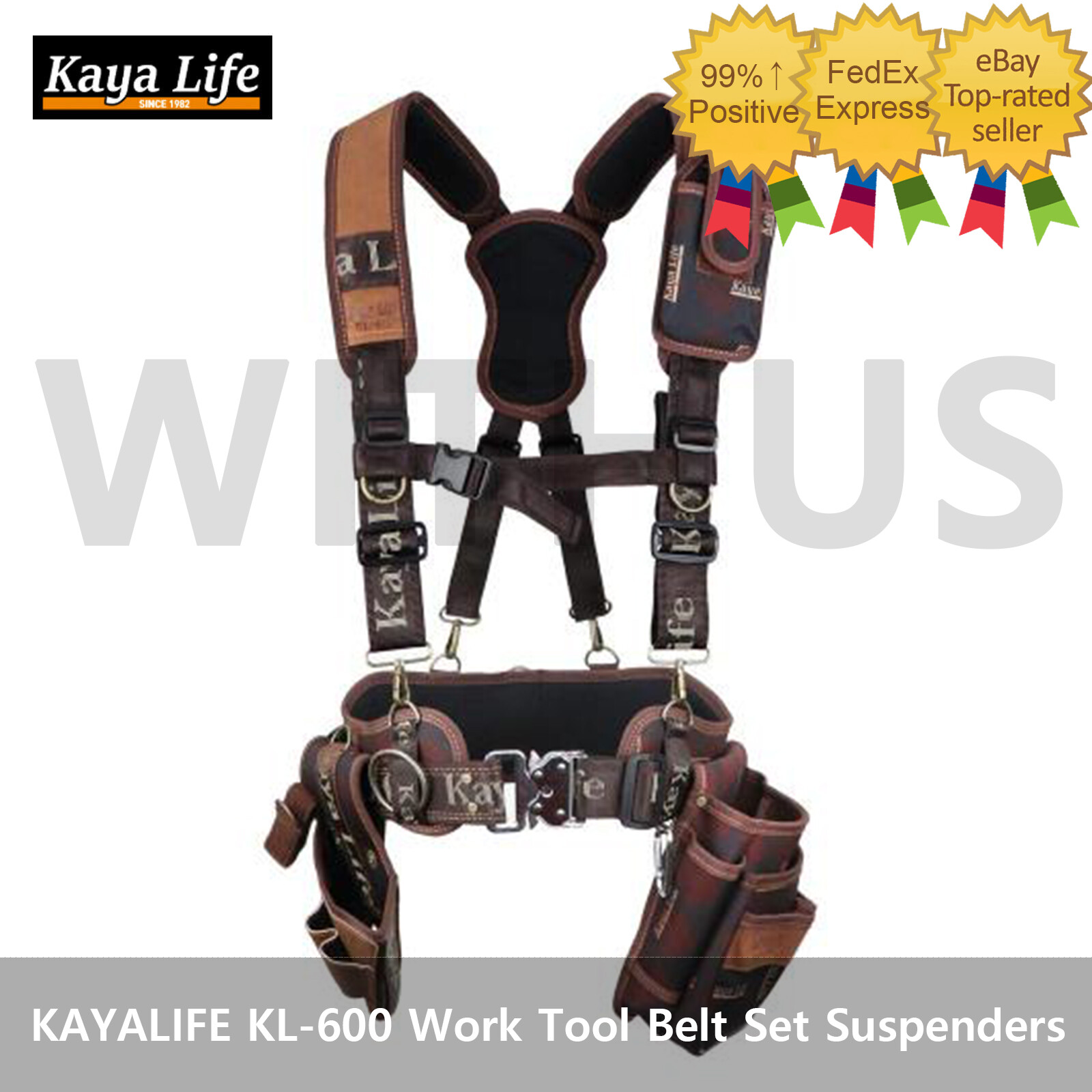 KAYALIFE KL-600 Work Tool Belt Set Suspenders Drill Pouch Holder Made in Korea =