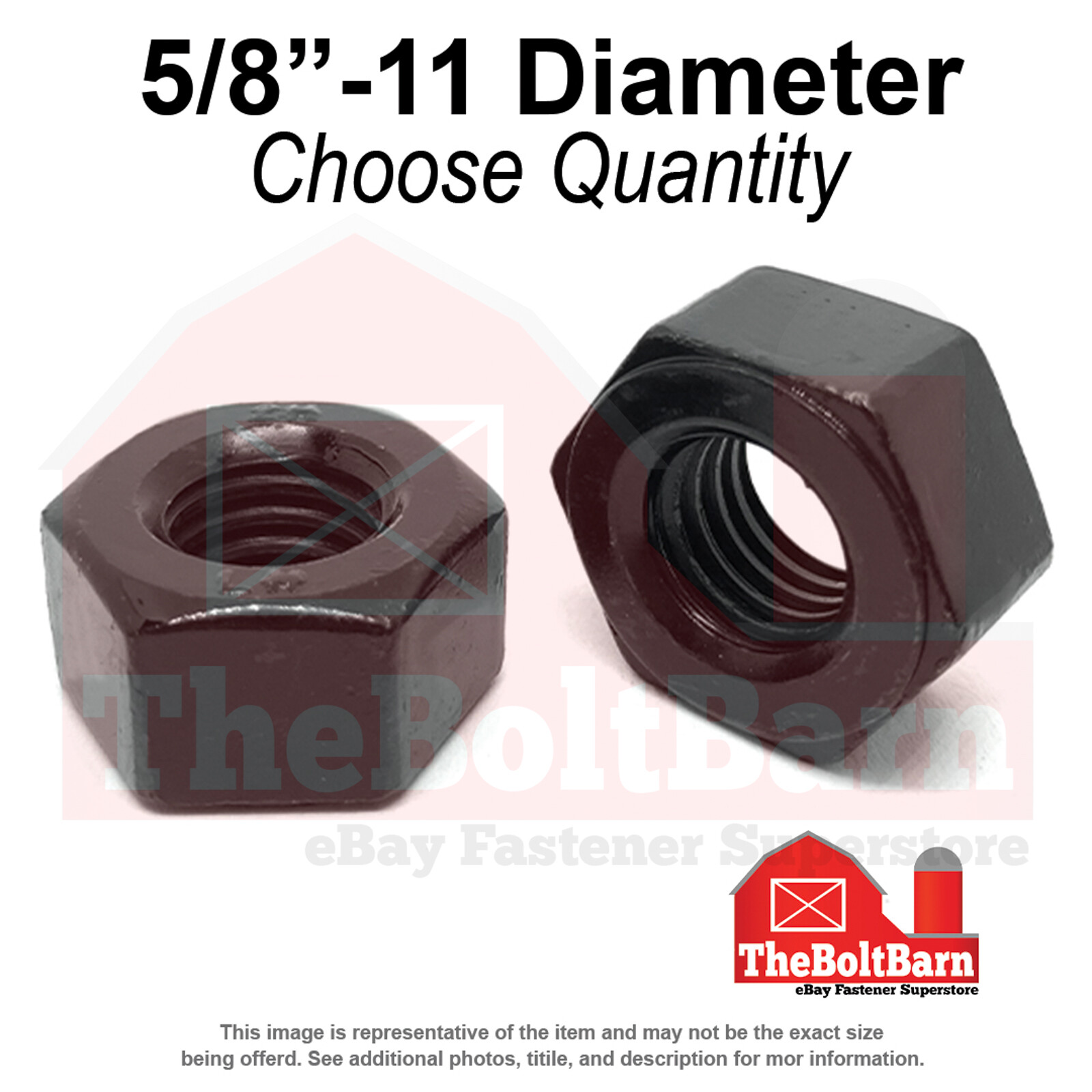 5/8"-11 Grade 2H Structural Heavy Hex Nuts Plain Coarse Thread (Pick Quantity)