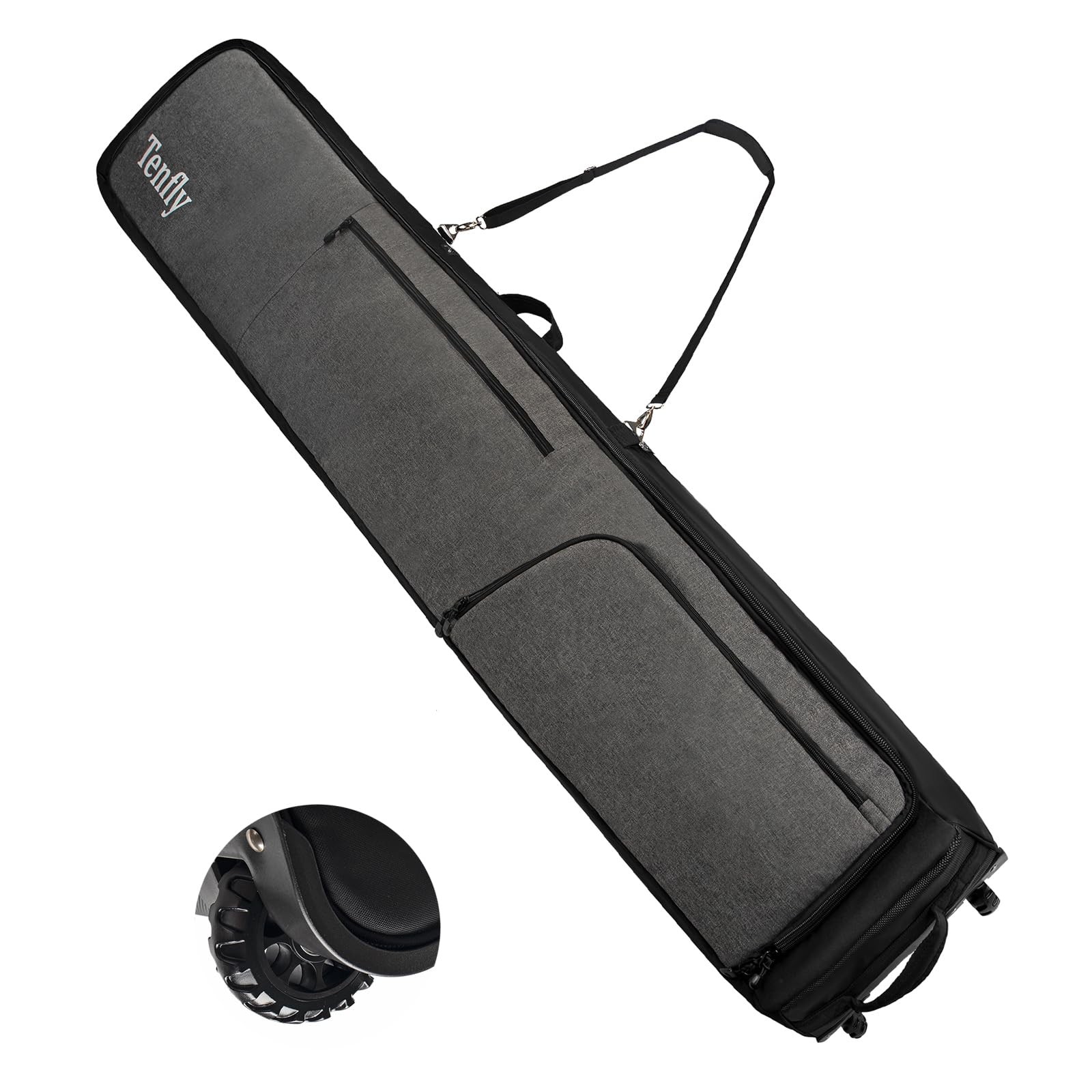 TENFLY Ski Bag - Bags with Wheels, Padded Skis for Air 190, Grey