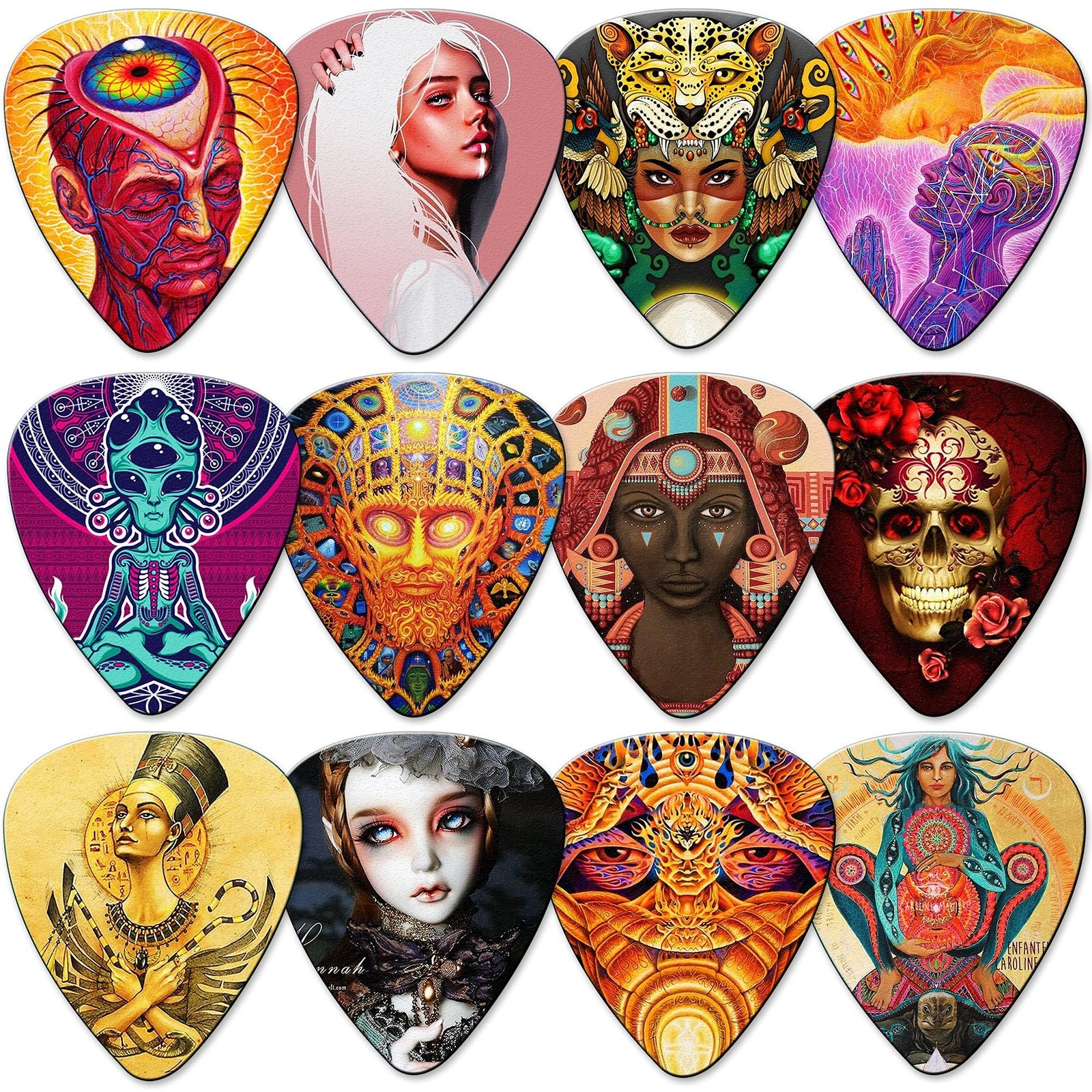 Medium Guitar Picks 24 Pack Guitar Pics with Tin Box,Acoustic Guitar Pick 0.7...